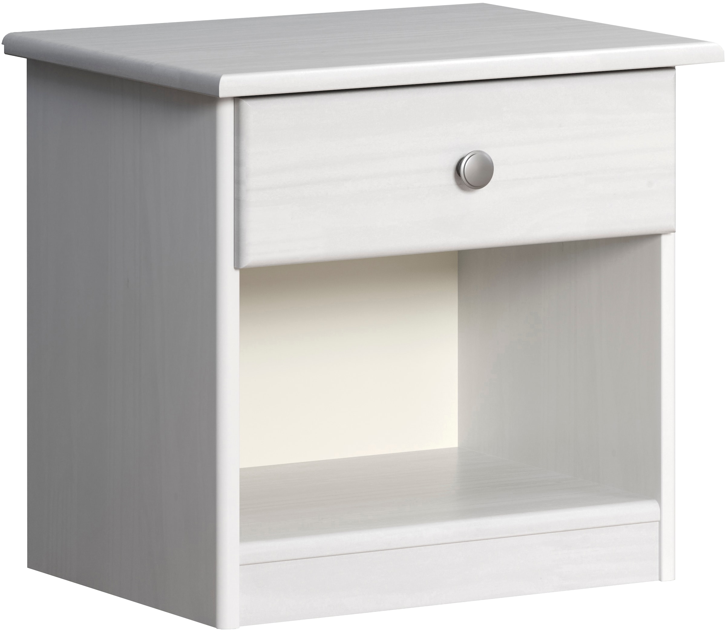 Home affaire Nachtkommode »Delsbo Nachtschrank Schrank Schlafzimmer Beistellschrank«, (1 St., Landhaus Design aus Kiefernholz), Massivholz Nachttisch Weiß lackiert - Nachtkonsole (B/T/H) 44/34/41 cm