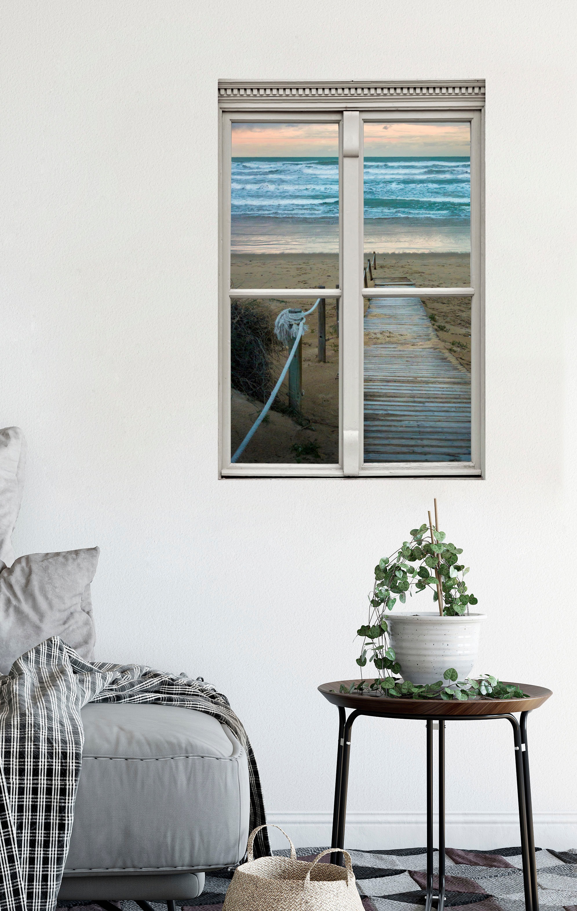 queence Wandsticker »Pfad zum Meer«, Wandsticker, Wandbild, selbstklebend, 3D, Fenster