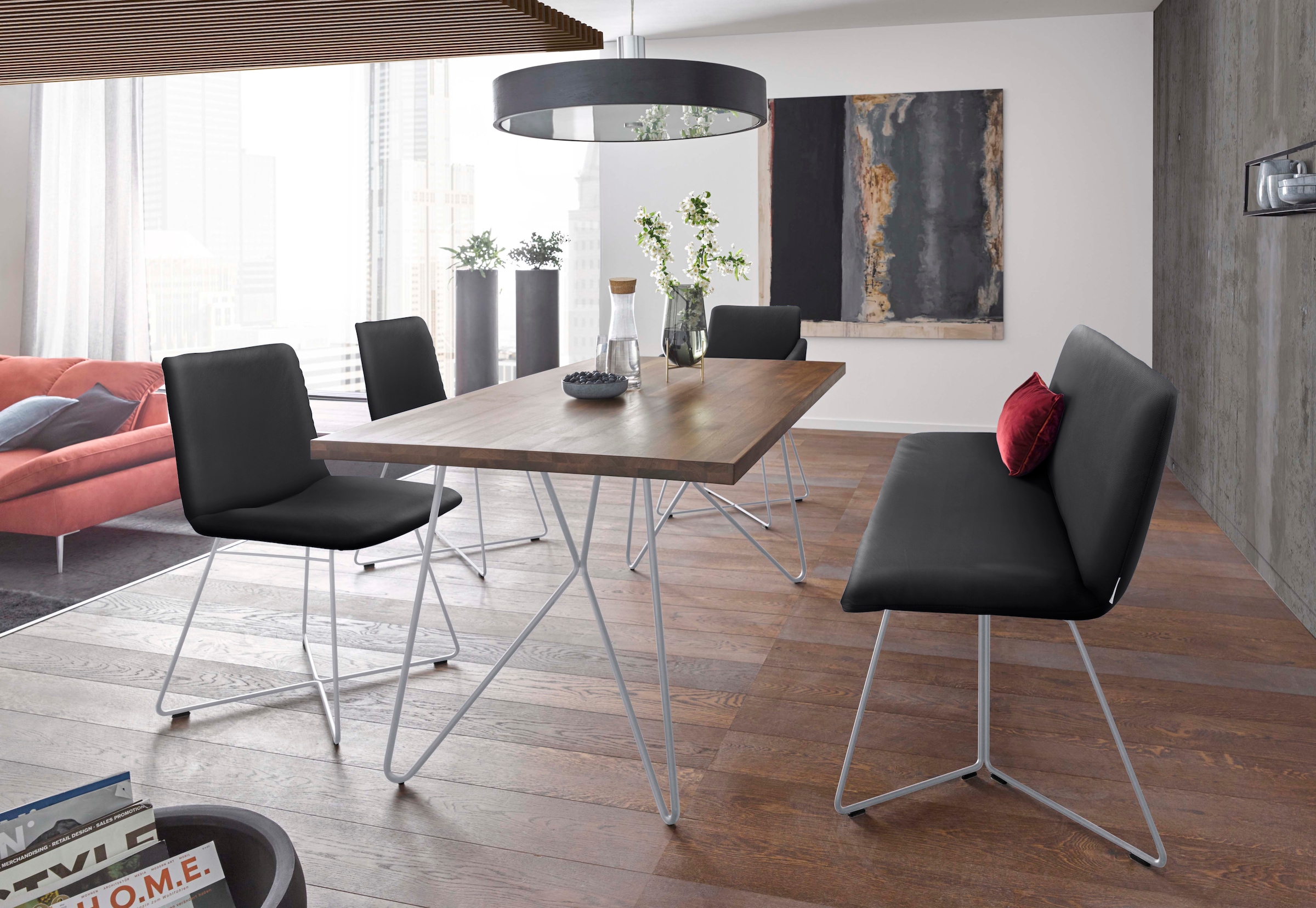 W.SCHILLIG Polsterstuhl »jakob«, Longlife Xtra-Leder Z59, mit Drahtrohrgestell in Silber matt