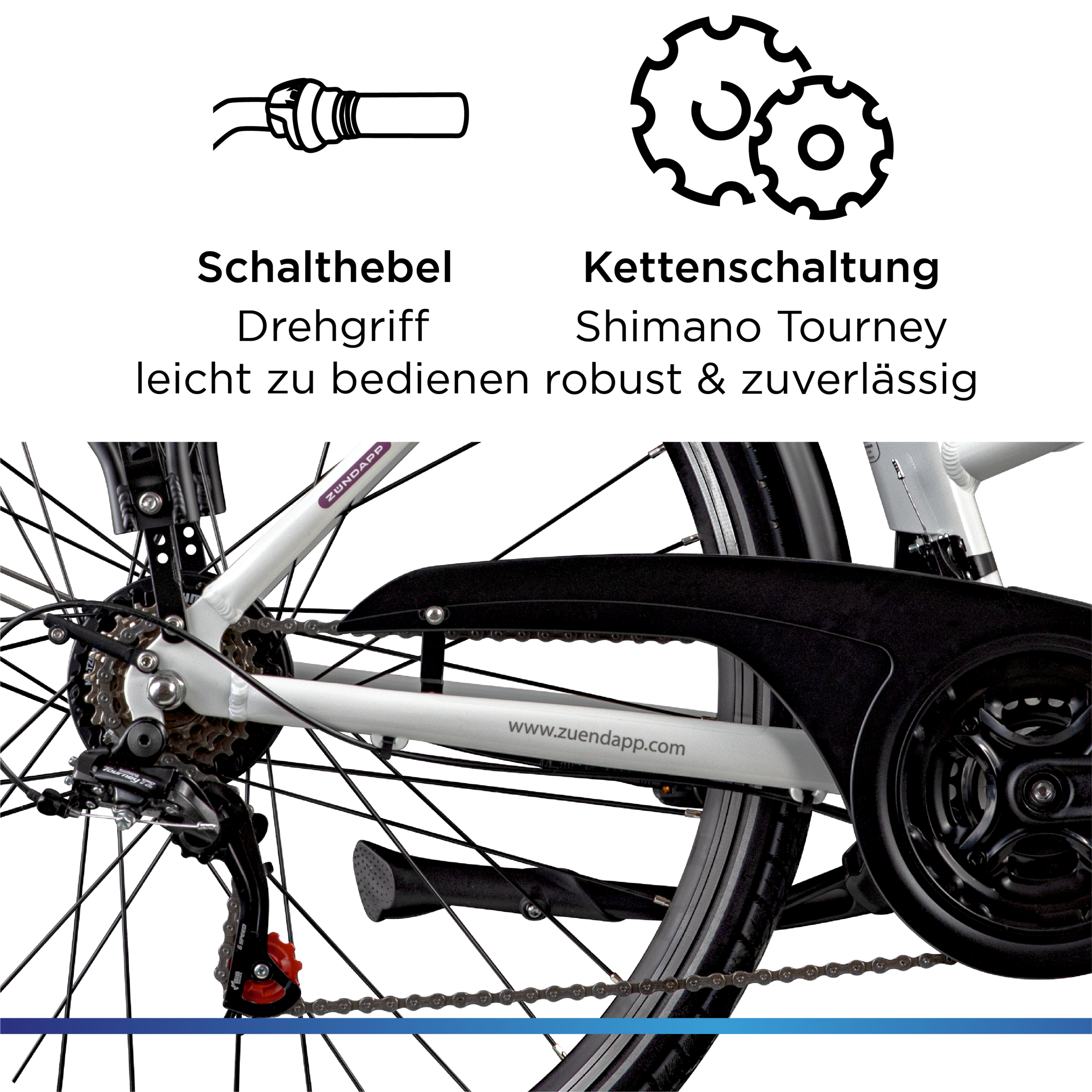 Zündapp »Z802 Damen« 21 Gang Shimano Altus RD-M310 Schaltwerk Kettenschaltung Heckmotor 250 W Pedelec, Elektrofahrrad für Damen