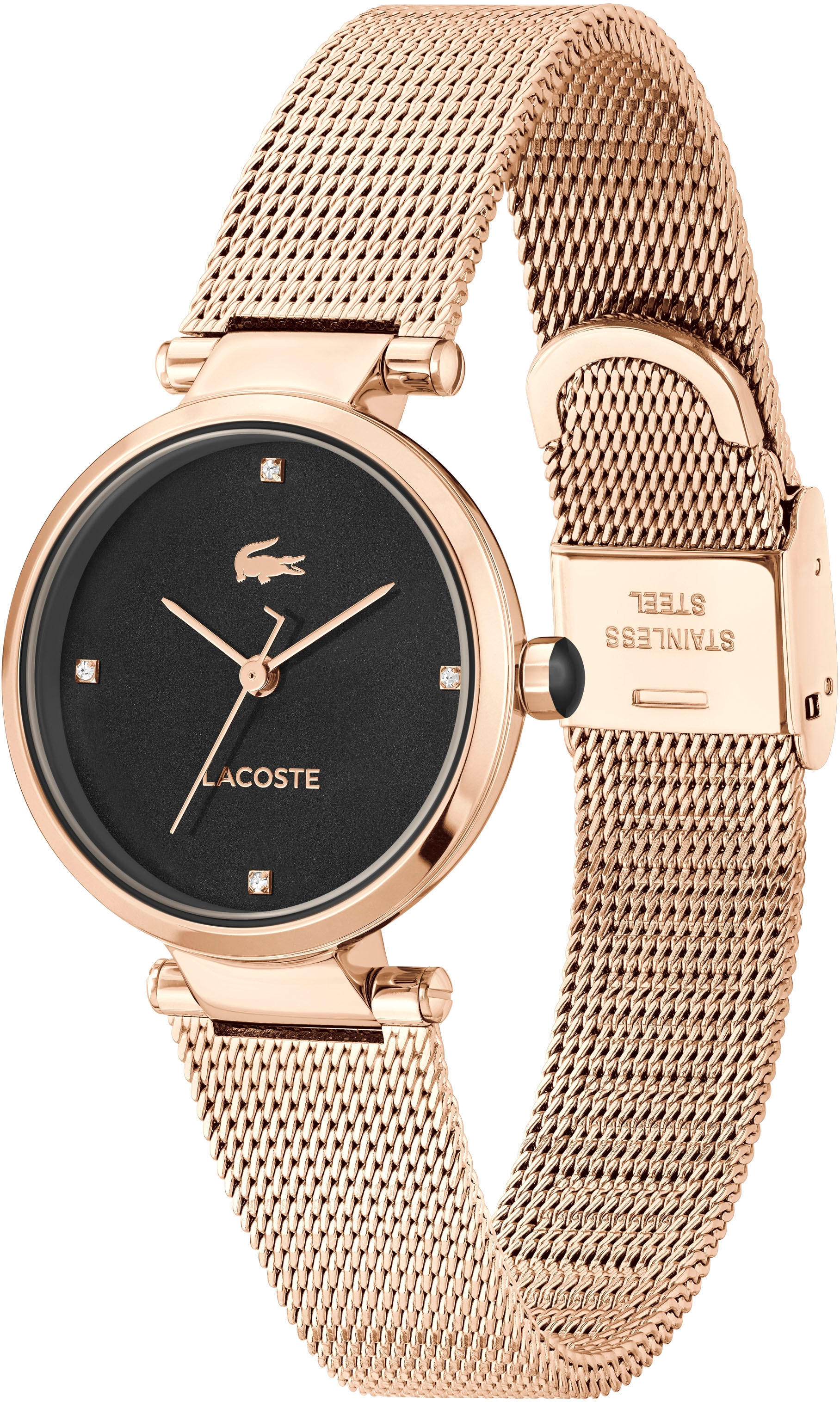 Lacoste Quarzuhr »ORBA«, Armbanduhr, Damenuhr, Edelstahlarmband, analog