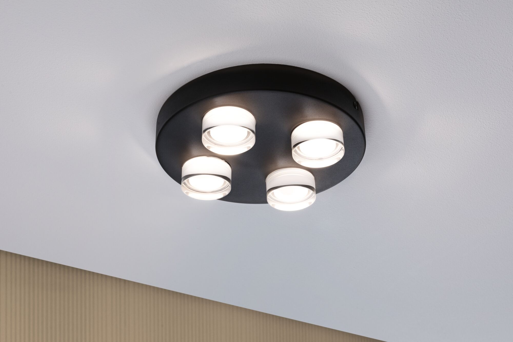 Paulmann LED Deckenleuchte »Selection Bathroom Wand-/Deckenleuchte Kame IP44 Signalschwarz 4er«, 4 flammig