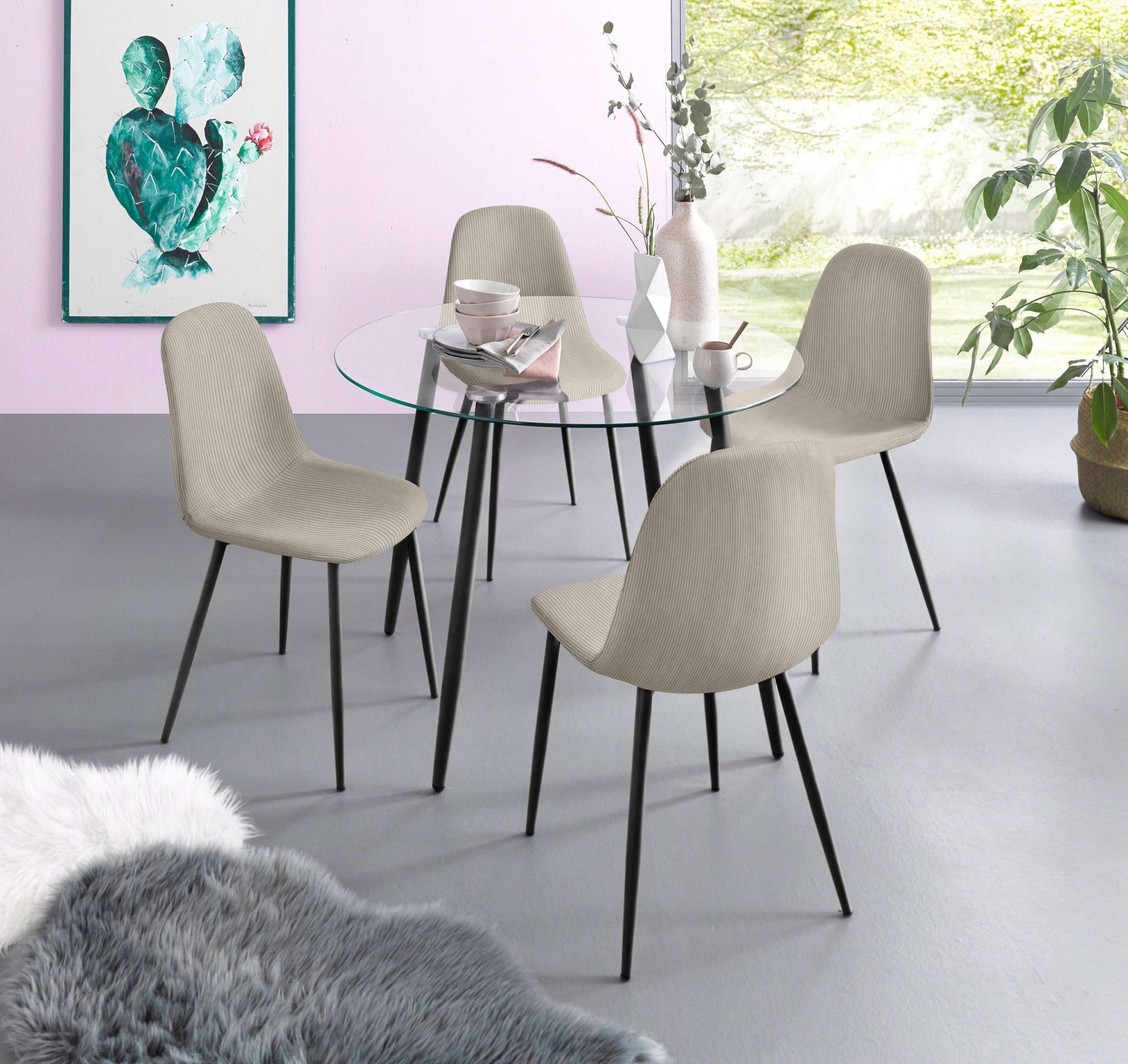 INOSIGN Essgruppe »Danny-Miller« Set, Set 100 cm, 5 Stk. tlg. Glastisch 100 günstig online kaufen