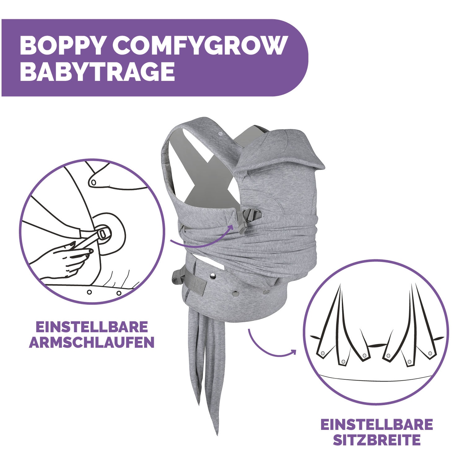 Chicco Babytrage »Boppy Comfygrow Grey« bis 15 kg
