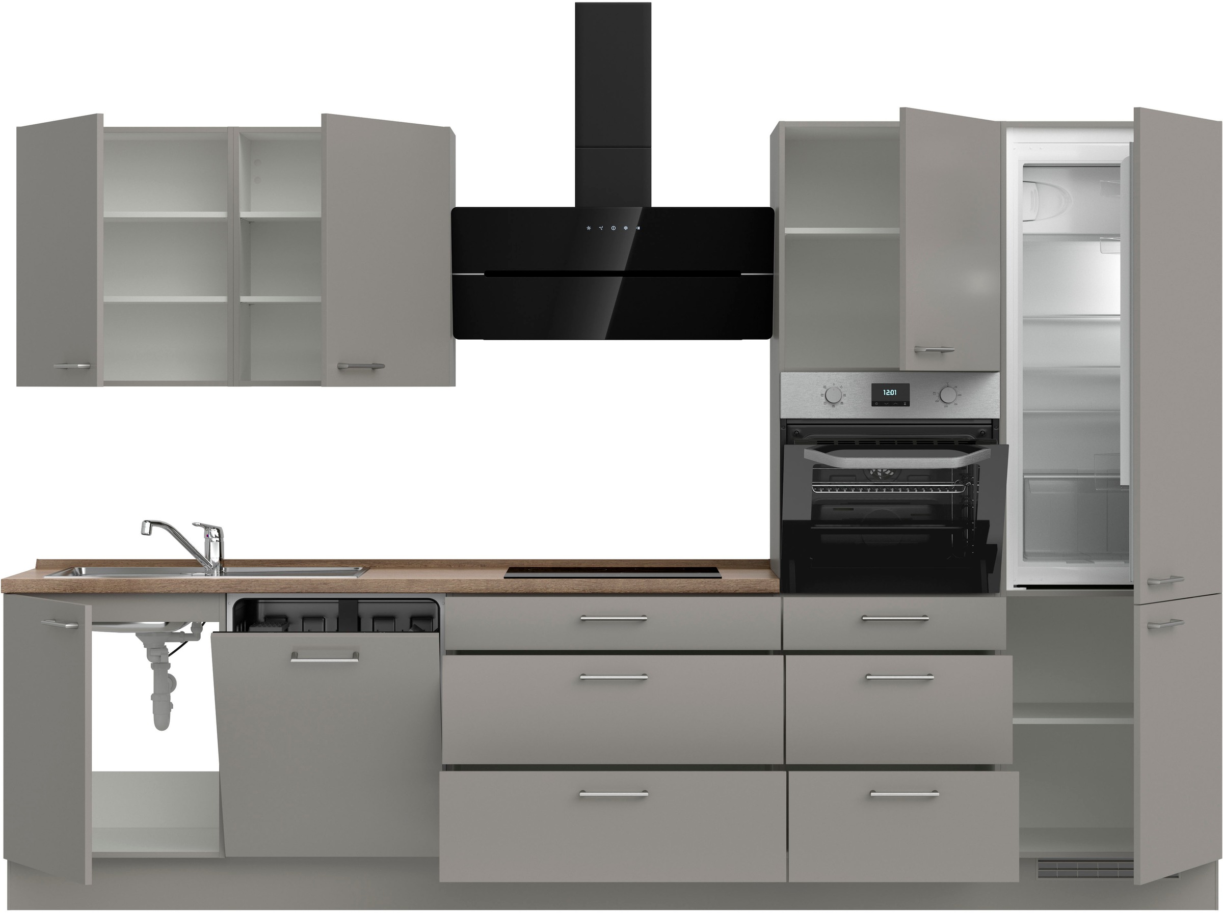 nobilia® Küchenzeile »"Laser II"«, vormontiert, Ausrichtung wählbar, Breite 330 cm, wahlw. mit E-Geräten
