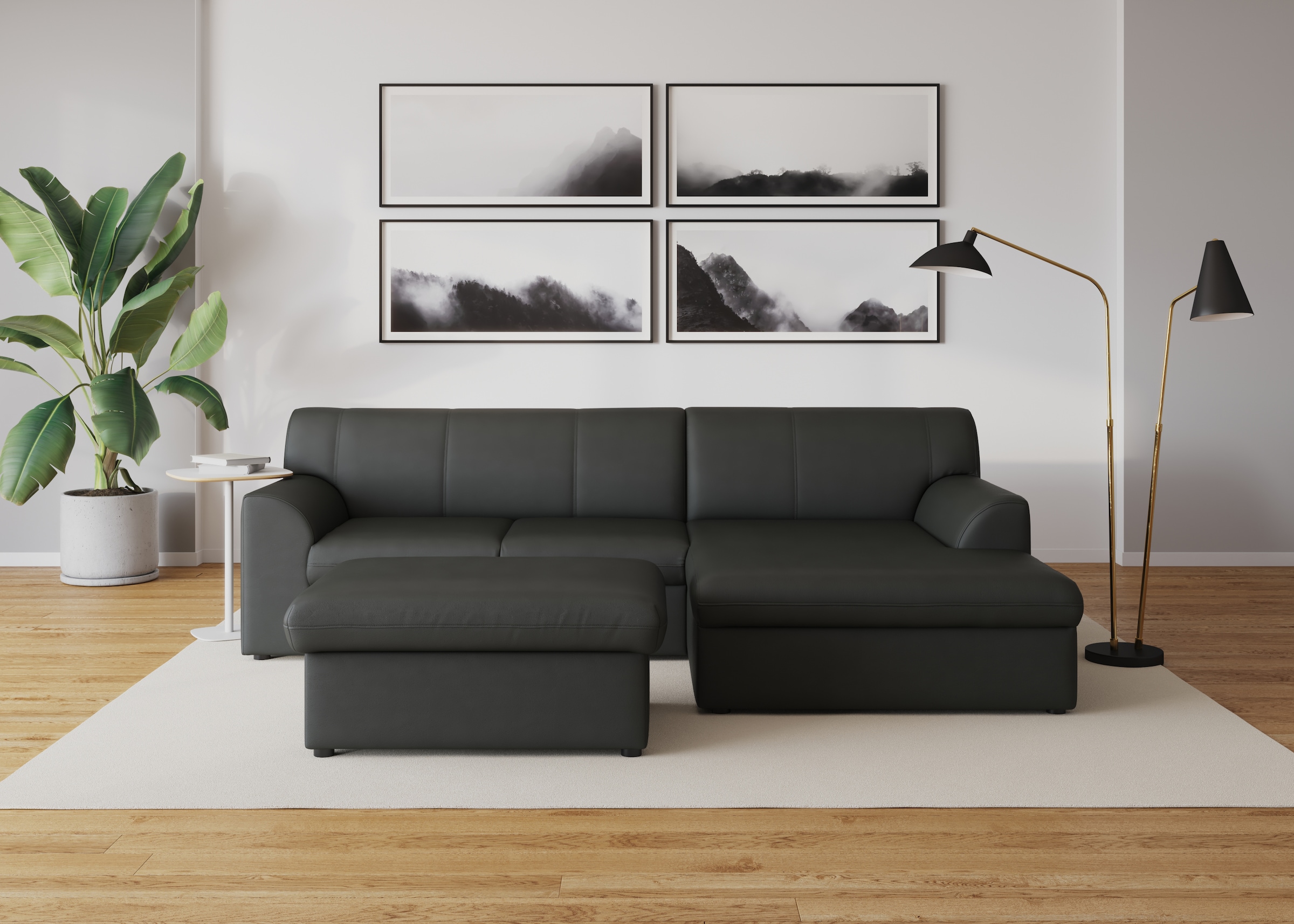 DOMO collection Ecksofa »Topper, elegant und zeitlos, kompaktes Stellmaß 245/155cm, L-Form«, mit Recamiere, wahlweise mit Schlaffunktion