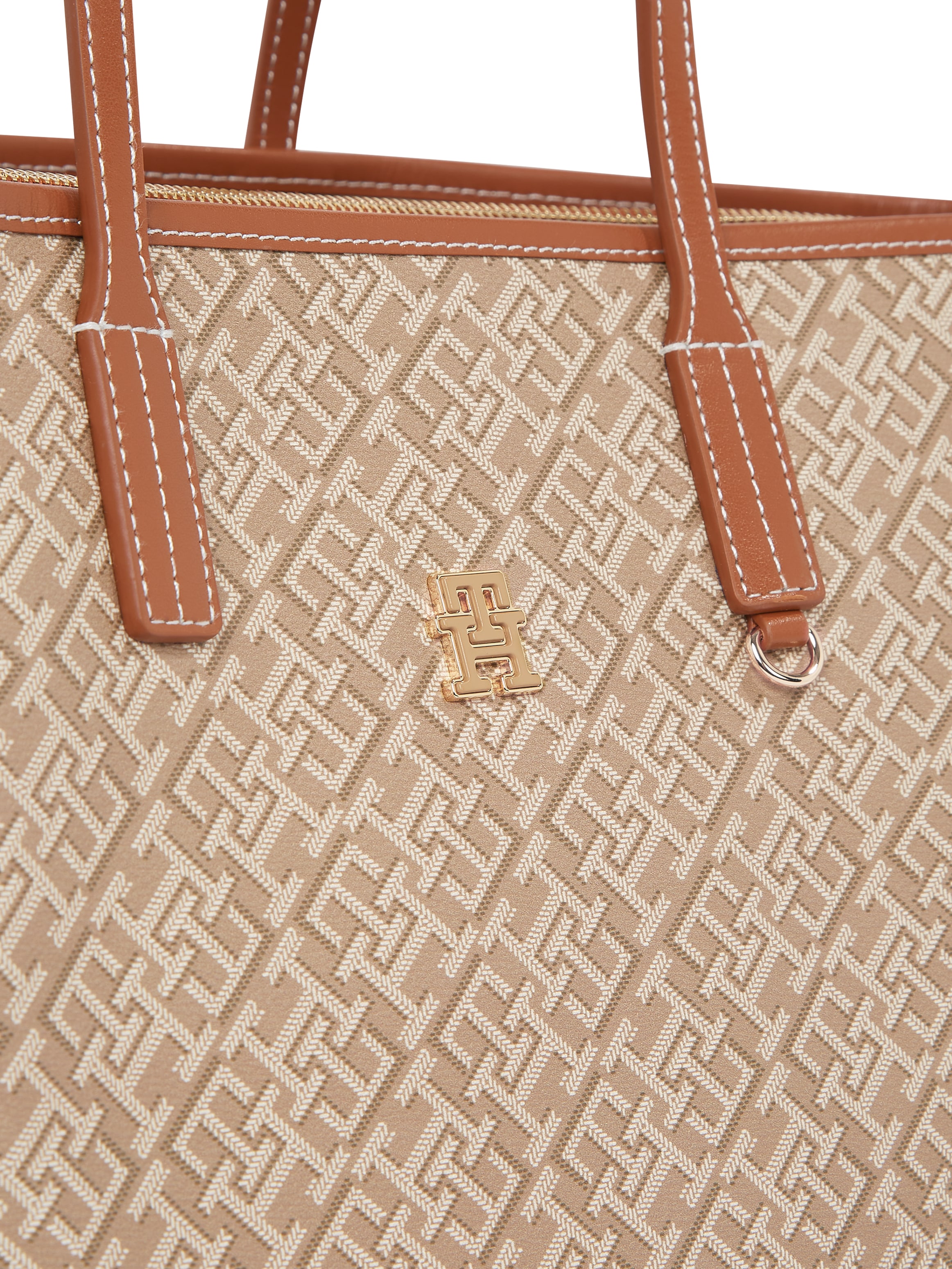 Tommy Hilfiger Tragetasche »TH MONOPLAY LEATHER TOTE«, Damen Schultertasche, Henkeltasche, Shopper mit Allover-Print