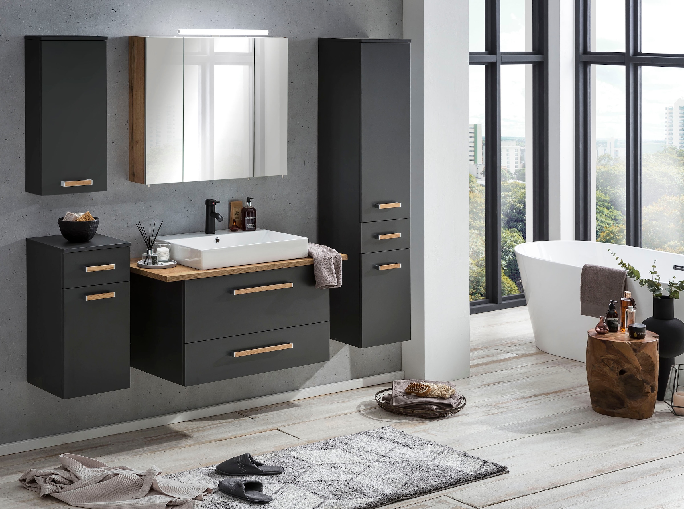 Schildmeyer Spiegelschrank »Duo« Breite 80 cm, 3-türig, LED-Beleuchtung, Schalter-/Steckdosenbox