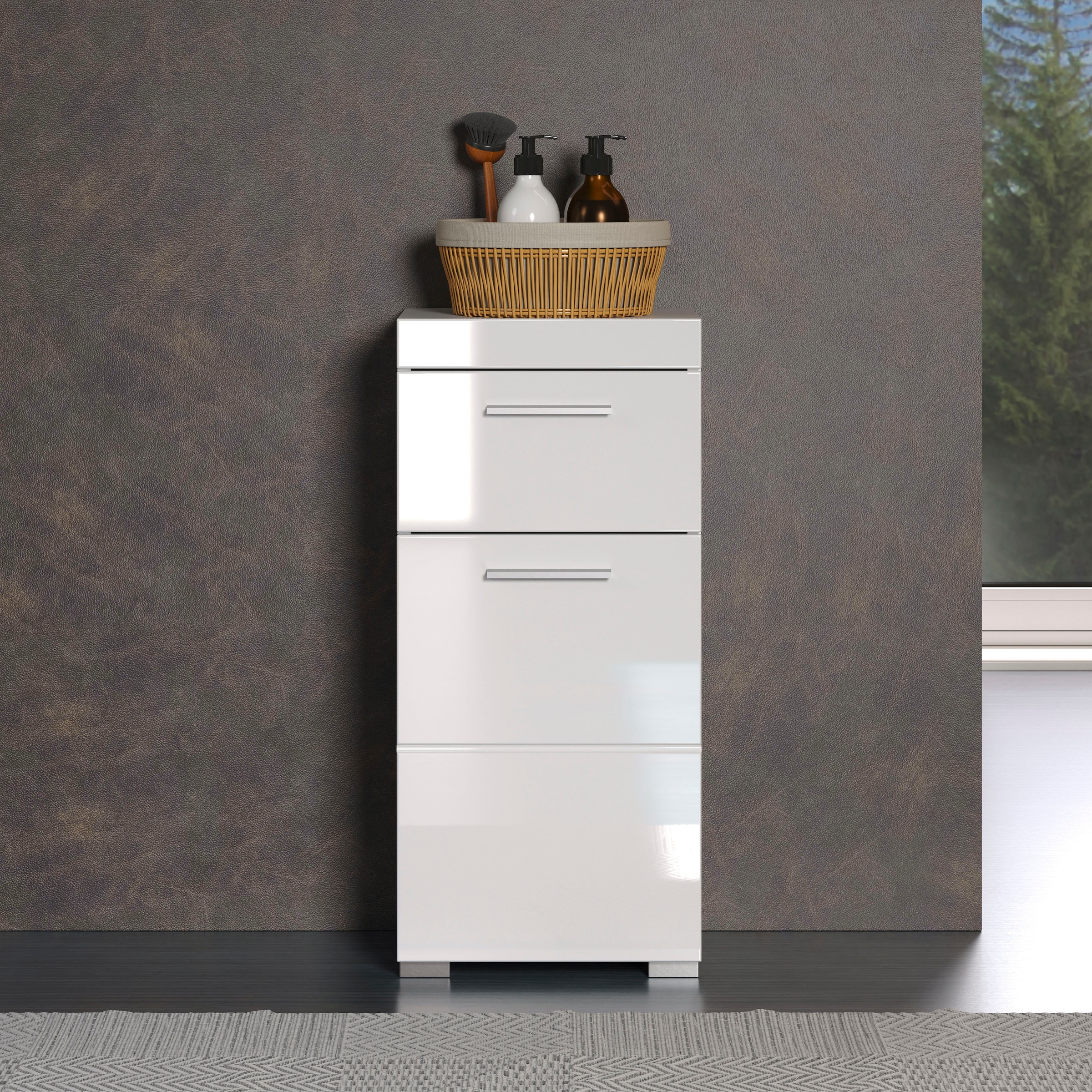 welltime Unterschrank »Avena«, Badezimmerkommode mit 1 Schublade und 1 Tür - (B/T/H) 37/31/79 cm