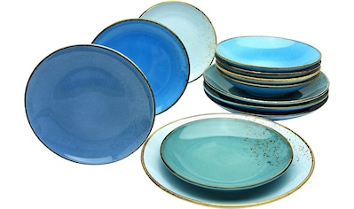 Tafelservice »Geschirr-Set NATURE COLLECTION Aqua«, (Set, 12 tlg., Teller Set für 4...