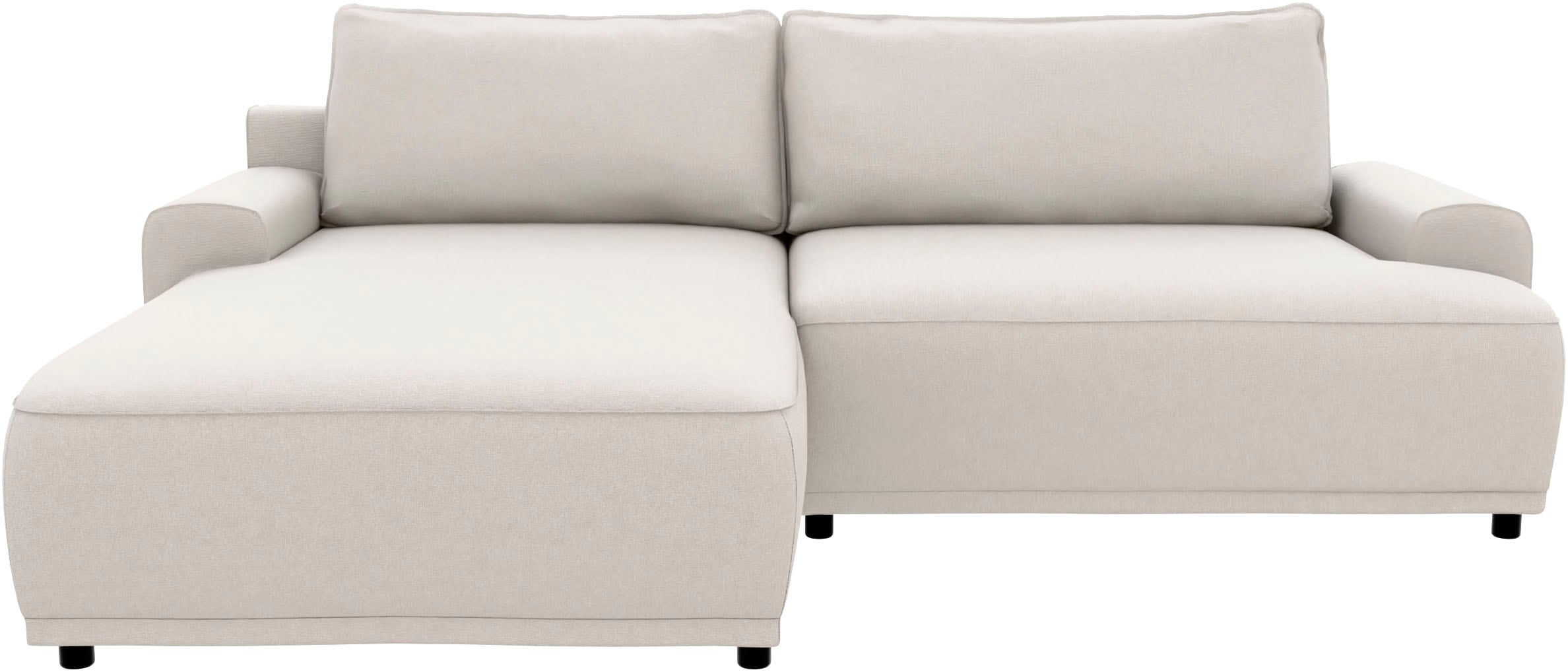 TRENDMANUFAKTUR Ecksofa »Fordon, Schlafsofa mit Bettkasten, Couch in L-Form, Breite 250 cm« in Struktur LUMOS, 3D-Effekt, sandgrau, Recamiere links