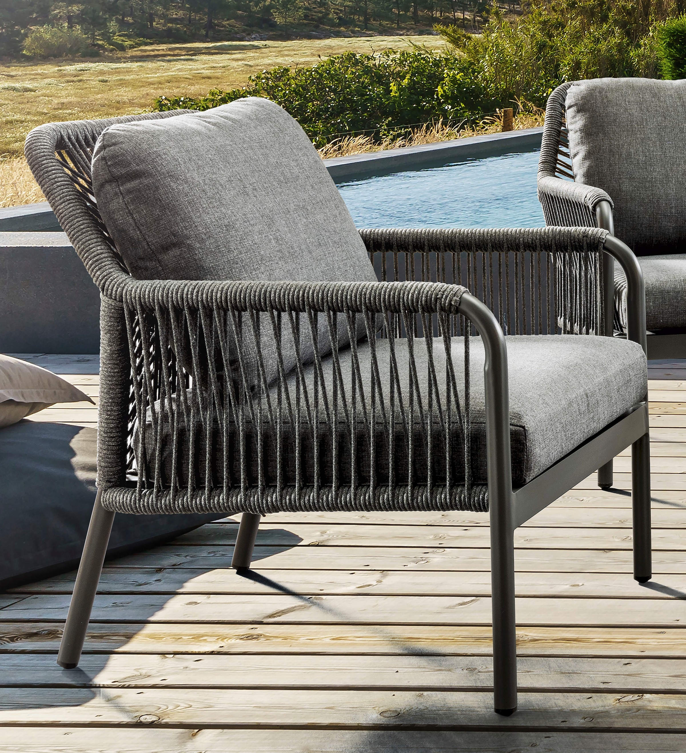 Destiny Gartenlounge-Set »GENUA«, (12 tlg., 1x 2er Sofa, 2x Sessel, 2x Tisch, inkl. Auflagen), Aluminium, Olefin-Rope