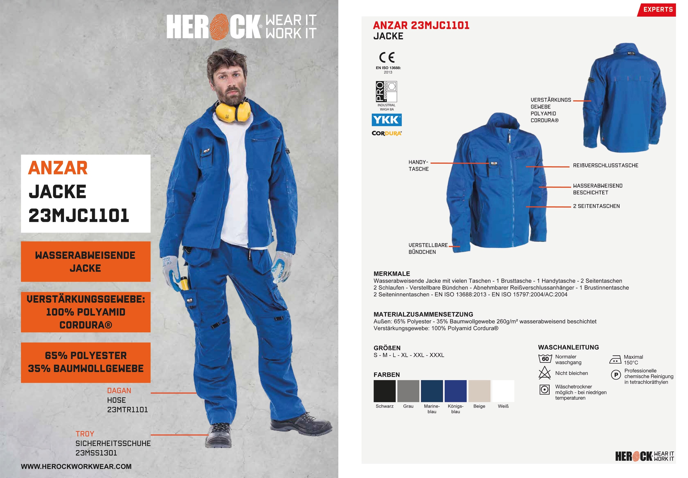 Herock Arbeitsjacke robust »Anzar - 7 kaufen - Jacke«, Wasserabweisend online - Bündchen verstellbare Taschen