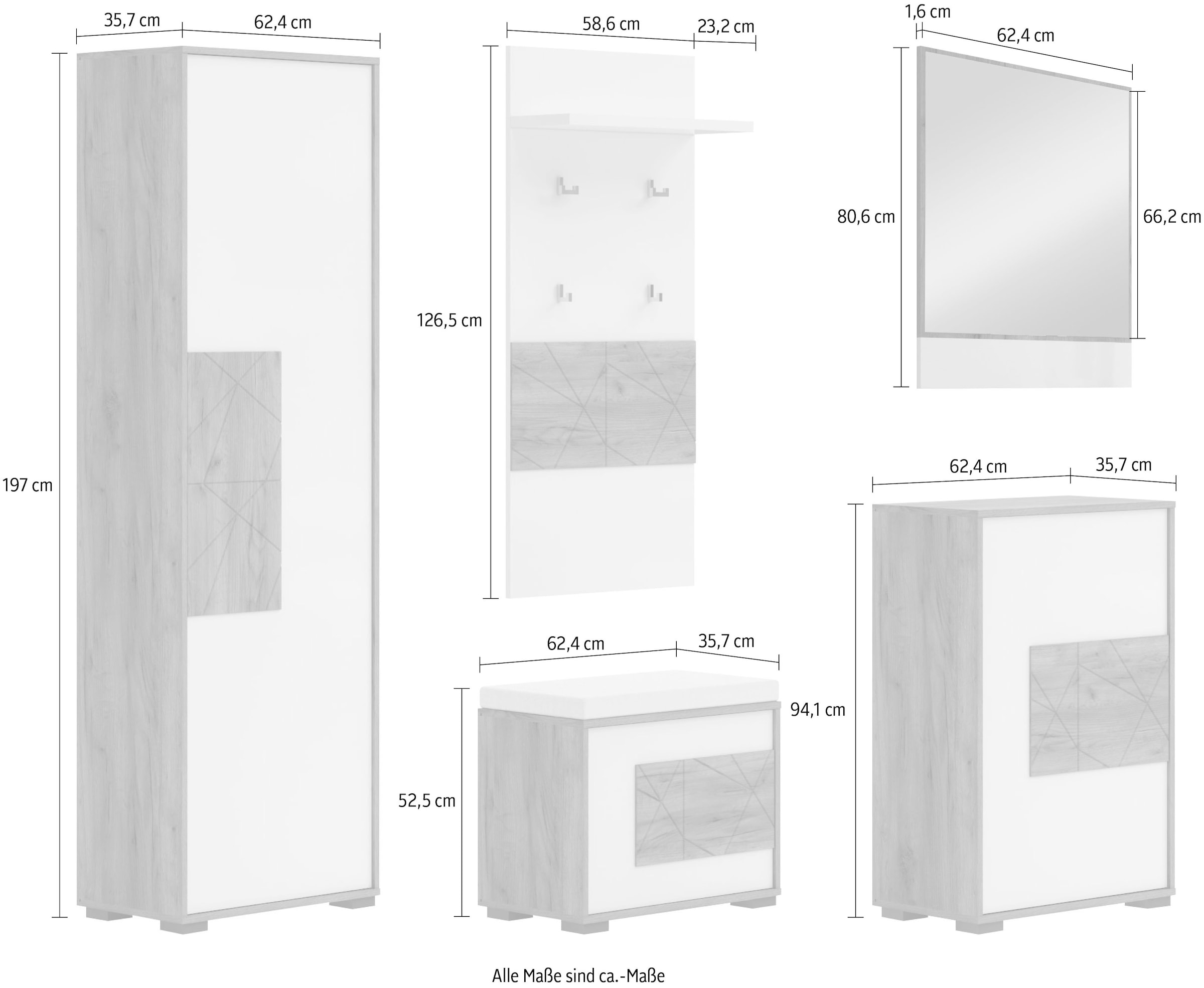 Places of Style Garderoben-Set »Stela«, (Set, 5 St.), Hochglanz UV-lackiert  im Online-Shop bestellen