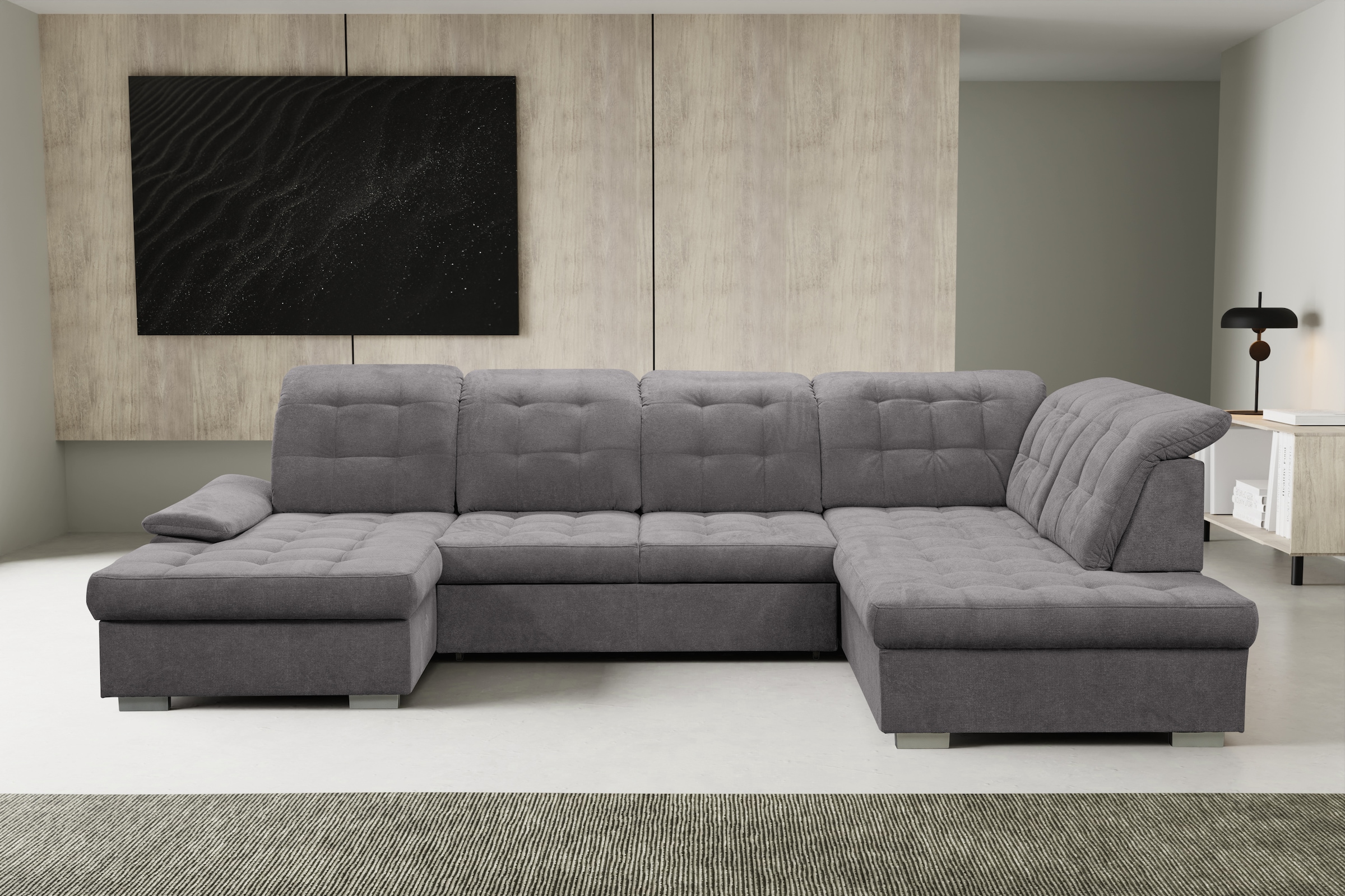 WERK2 Wohnlandschaft »Kordula-New U-Form«, Sofa in U-Form mit Schlaffunktion & Bettkasten, Schlafcouch