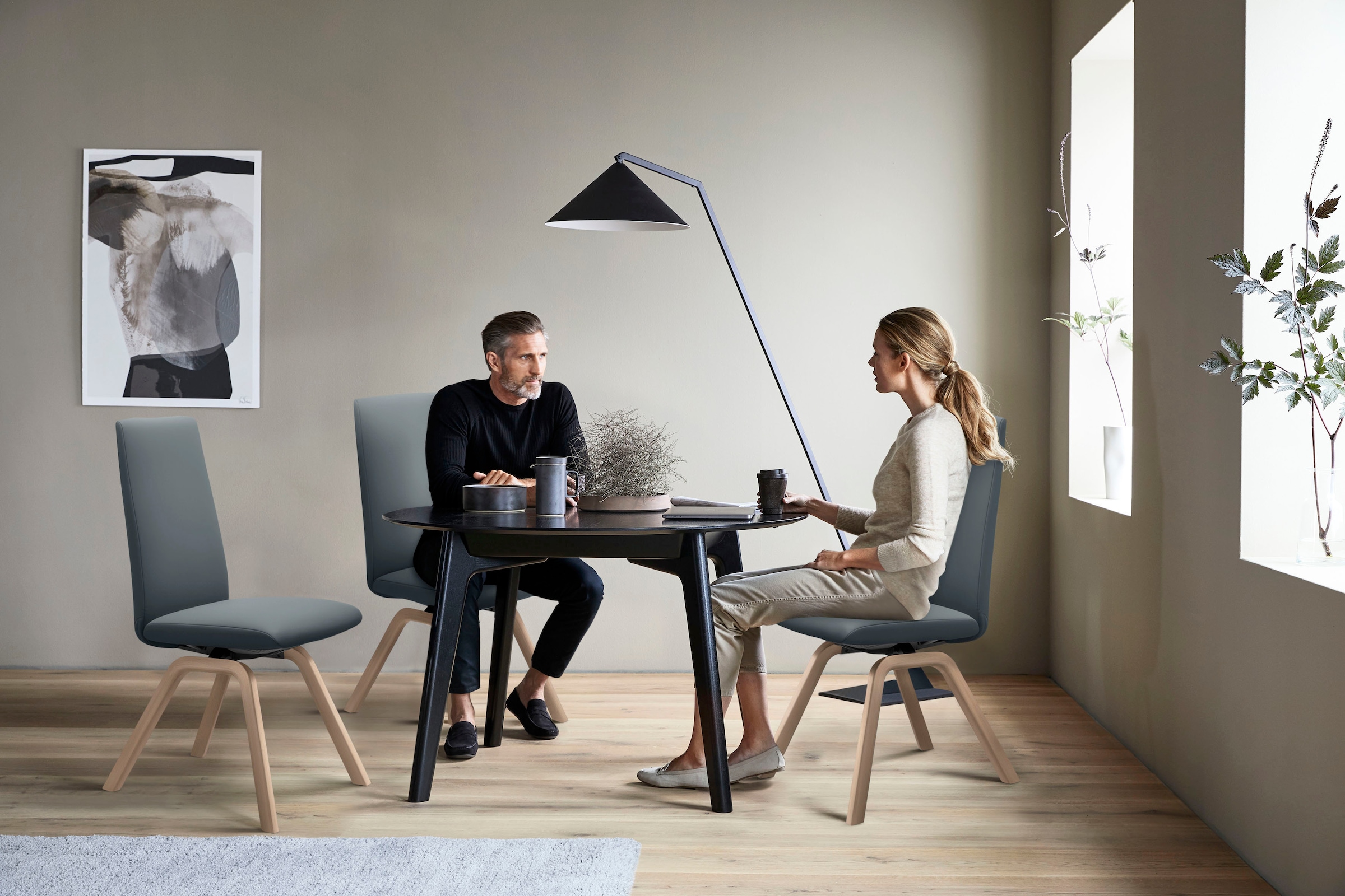 Stressless® Polsterstuhl »Laurel«, Leder BATICK, High Back, Größe M, mit schräggestellten Beinen in Schwarz