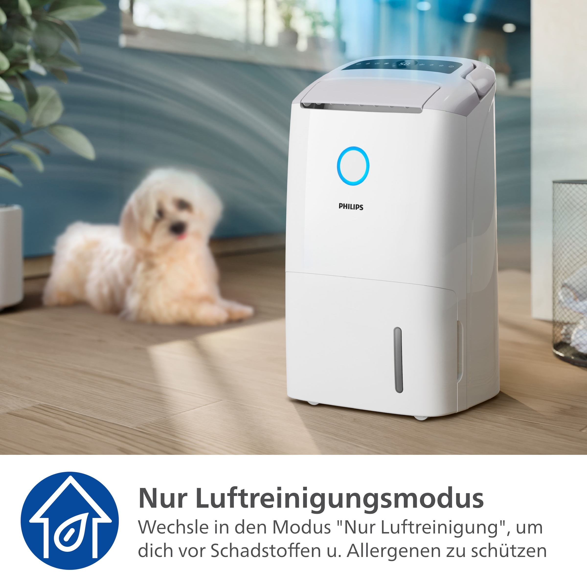 Philips Luftentfeuchter »u. Luftreiniger DE5305/11 5000 Series, mit Wäschetrockner-Modus«, für 137 m³ Räume, Entfeuchtung 26,5 l/Tag, Tank 4 l, 2-Schichten-HEPA-Filtersystem, Luftreinigungsrate 270 m³/h