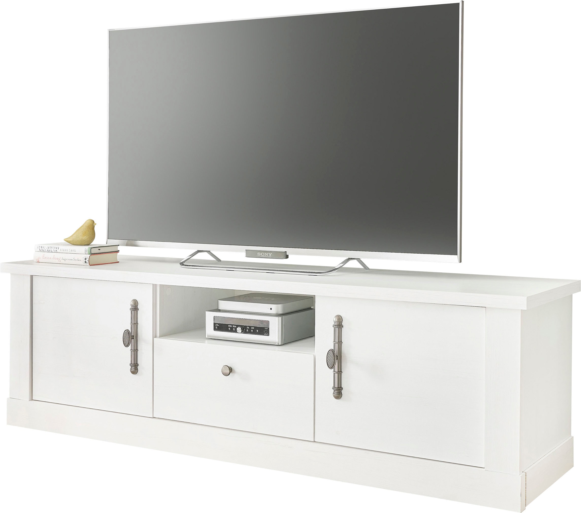 Home affaire Lowboard »RAVENNA«, im romantischen Landhausstil, Griffe aus Metall, Breite 155 cm
