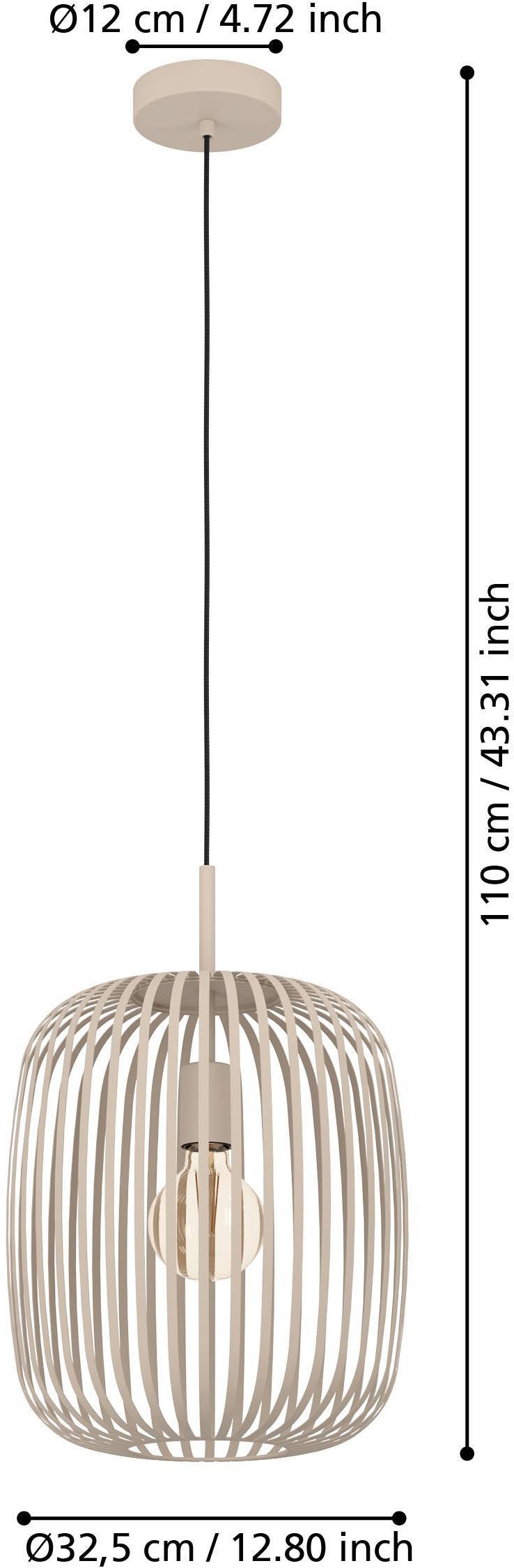 EGLO Pendelleuchte »Hängeleuchte ROMAZZINA, exkl. E27, Stahl in sandfarben, Pendellampe«, 1 flammig, Leuchtmittel E27 | ohne Leuchtmittel, Esszimmerlampe, 110x32,5 cm (HxD), 1-flammig, modern, minimalistisch