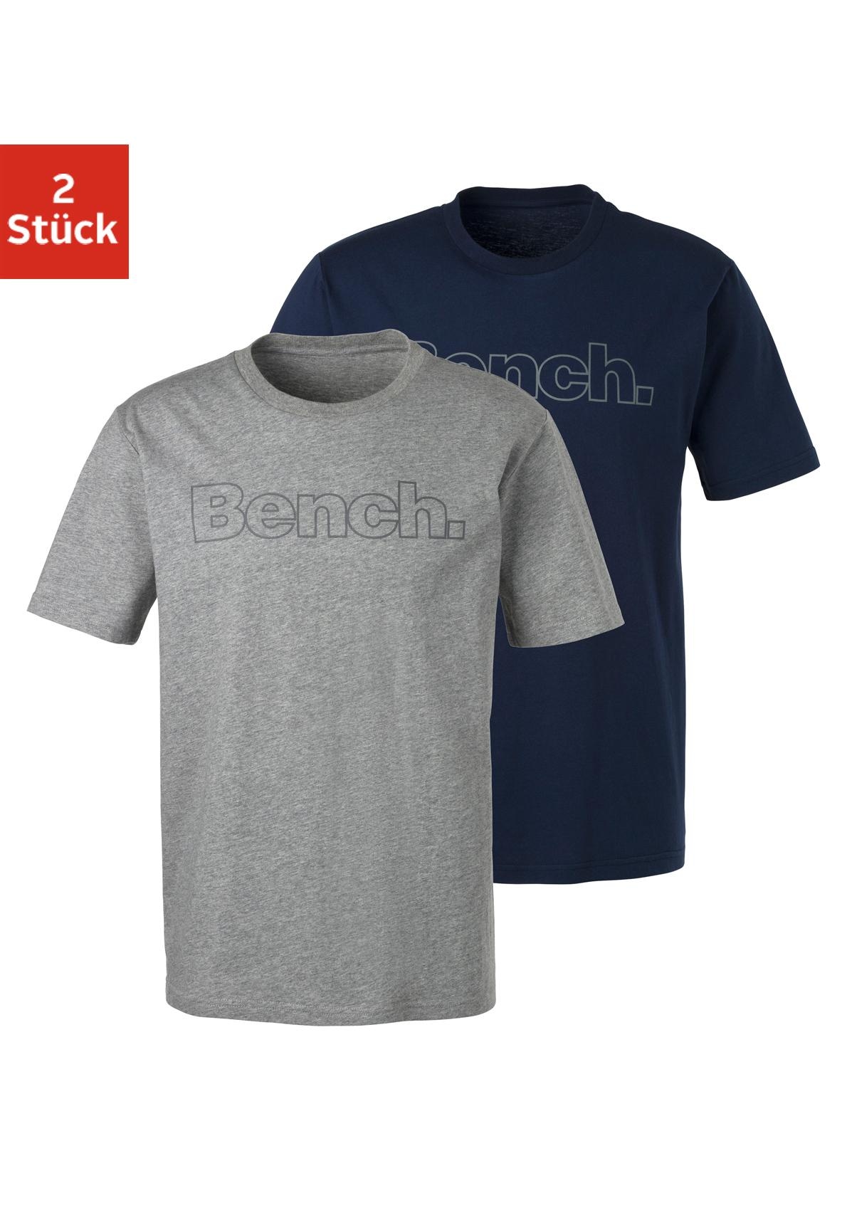 T-Shirt, (2 tlg.), Shirt mit Logoprint, Basicshirt mit Rundhals aus reiner Baumwolle