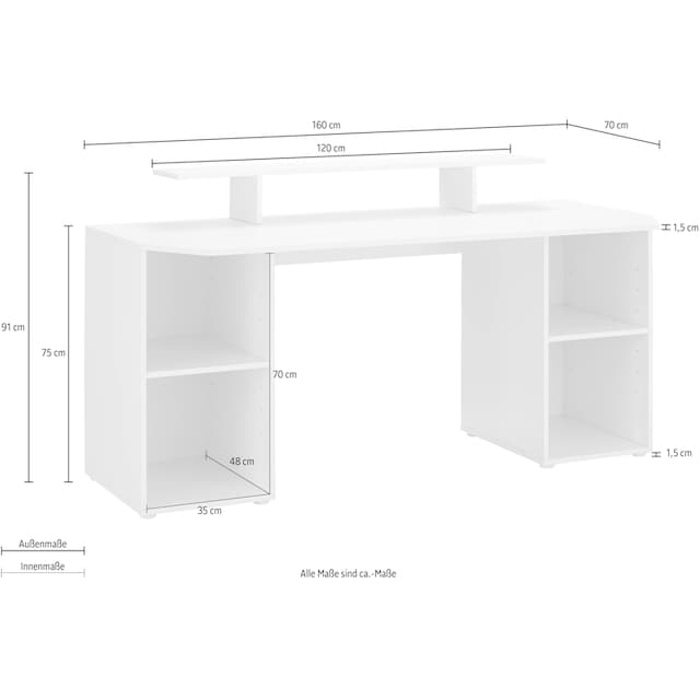 borchardt Möbel Gamingtisch »Tippy«, Breite 160 cm, Schreibtisch mit viel  Stauraum online bestellen