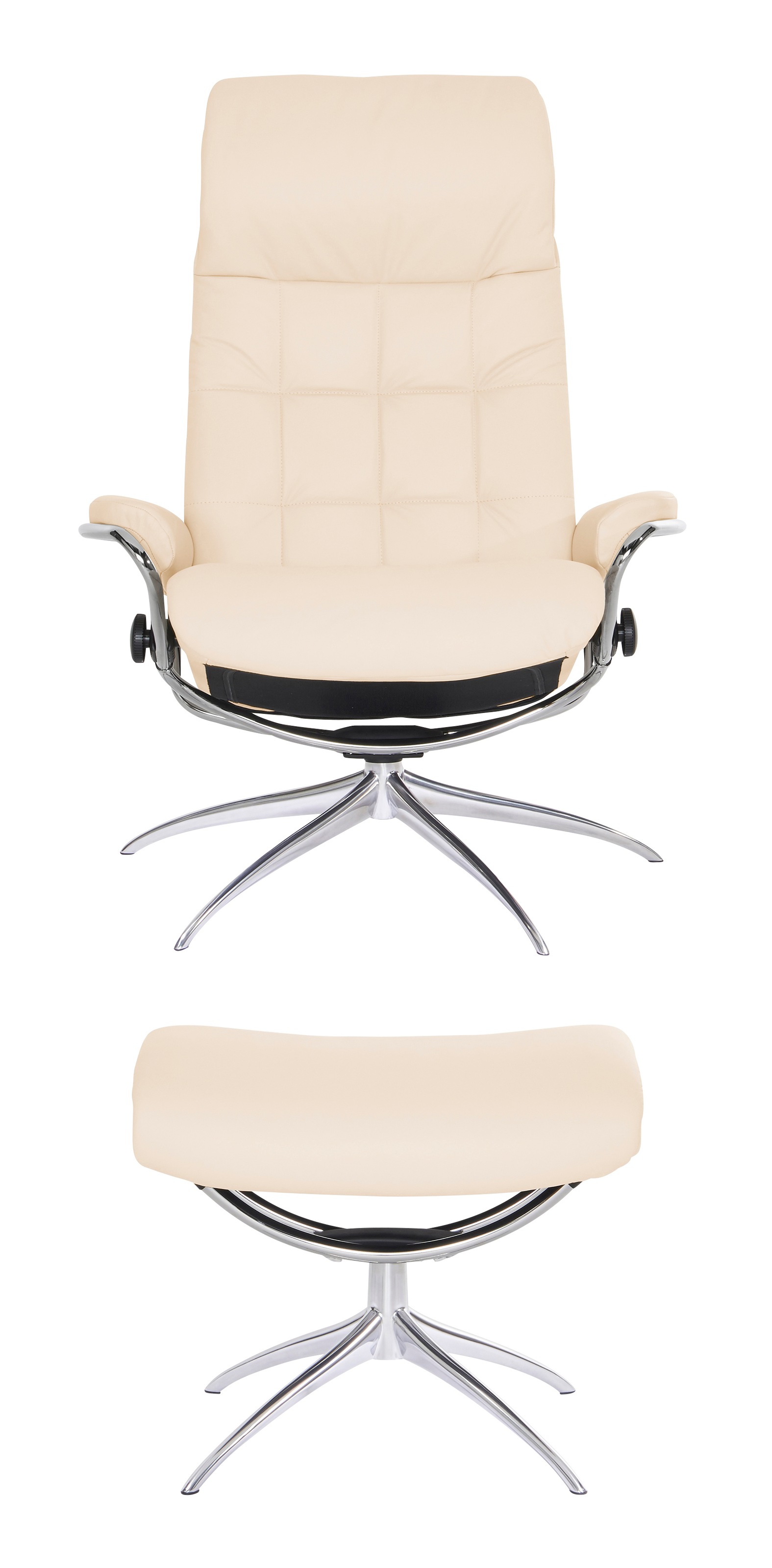 Stressless® Relaxsessel »London«, (Set, Relaxsessel mit Hocker), mit Hocker, High Back, mit Star Base, Gestell Chrom
