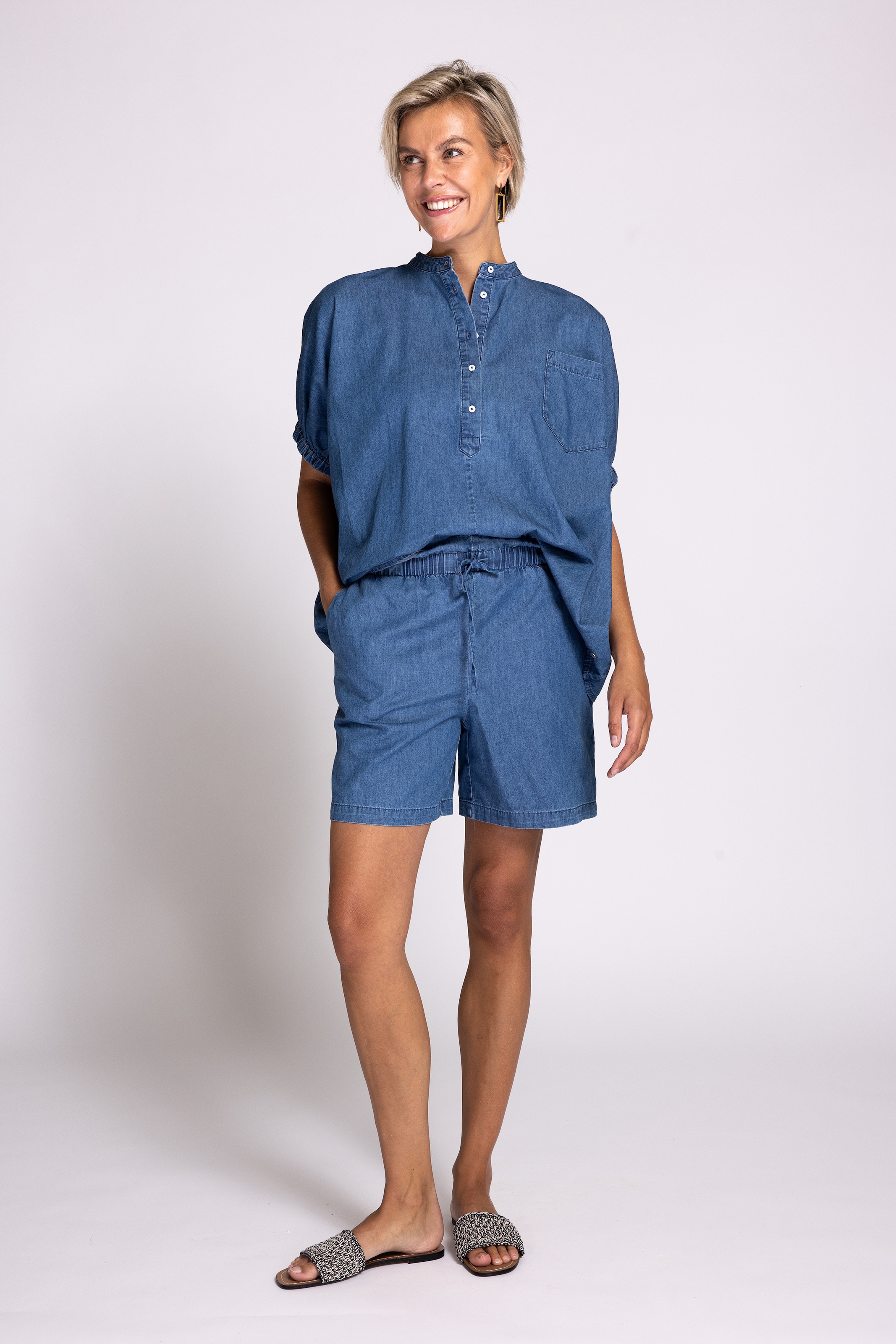 Zhrill Blusenshirt »PARA«, Denim-Look, mit Knopfleiste