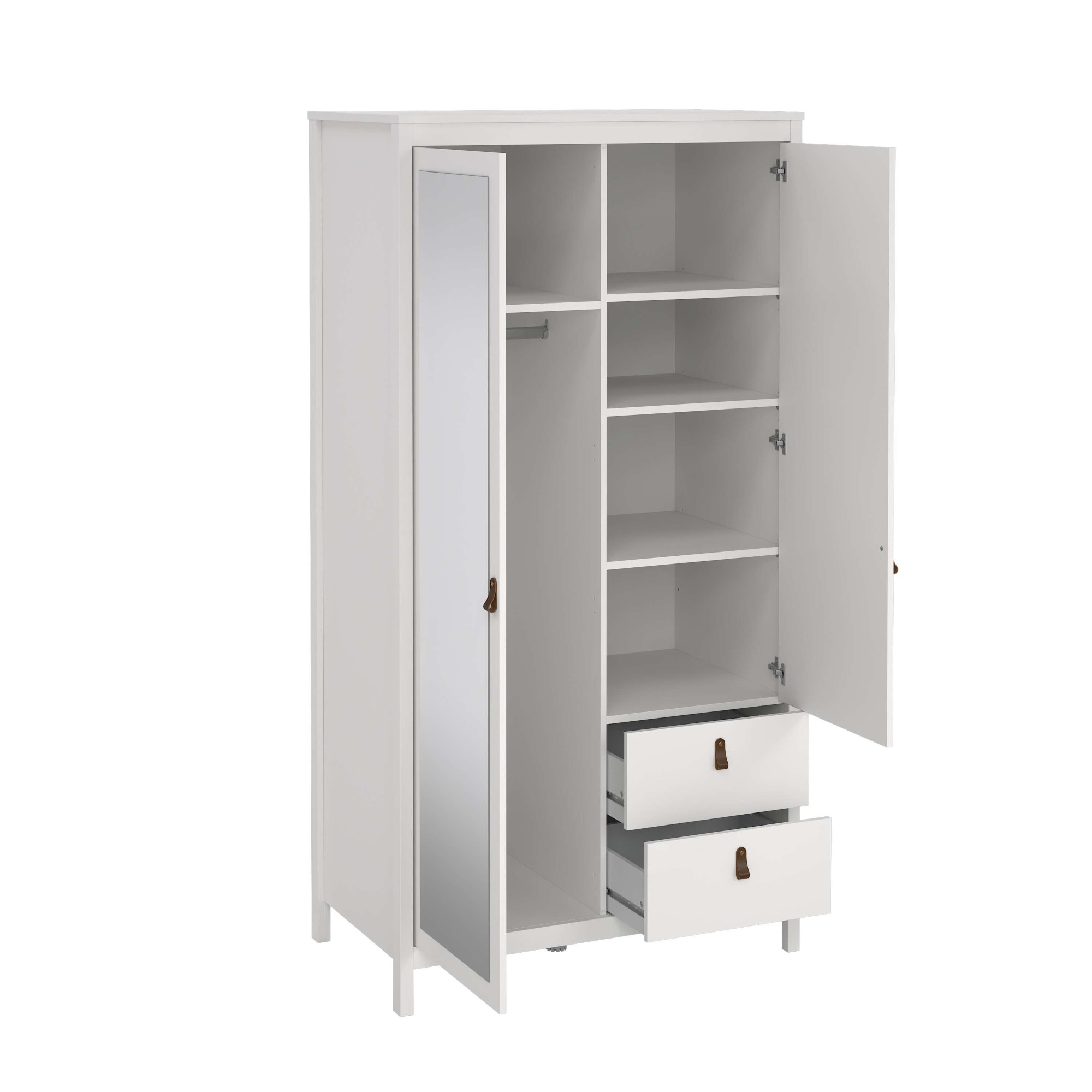 Home affaire Drehtürenschrank »Madrid, Schrank, Kleiderschrank« Skandinavisches Design, Wahlweise Leder- oder Metallgriffe, Spiegel