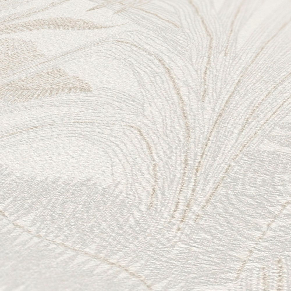 living walls Vliestapete »Stories of Life florale Tapete Blätter Creme Beige«, floral-botanisch-Wald, Metallic Vliestapete für Schlafzimmer Tapeten Wohnzimmer Schlafzimmer
