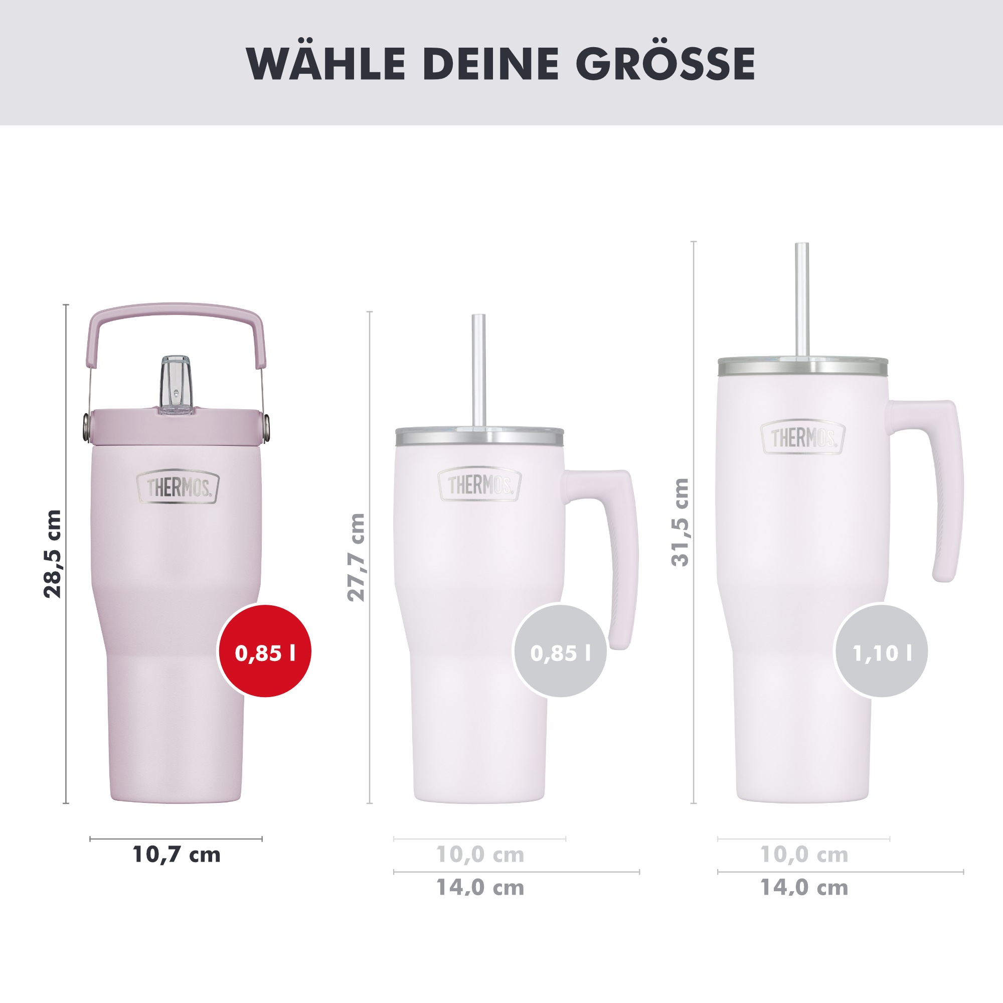THERMOS Thermobecher »REFRESHING SERIES ISOLIERTRINKBECHER mit Flip-Straw« 0,85l,  6h kalt, mit Griff und Strohhalm zum Ausklappen