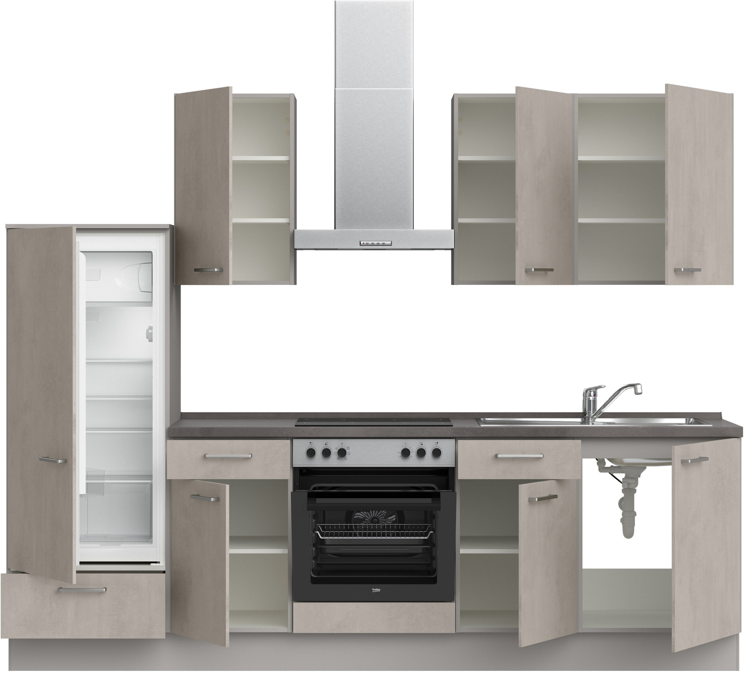 nobilia® Küchenzeile »"Riva I"«, vormontiert, Ausrichtung wählbar, Breite 270 cm, wahlw. mit E-Geräten
