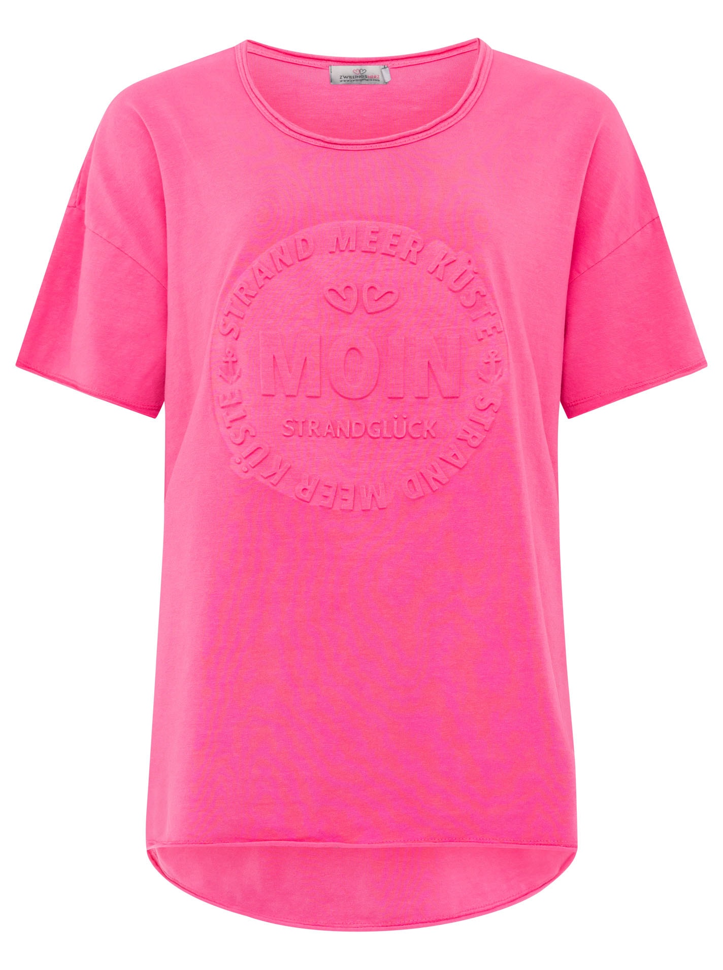 Zwillingsherz Kurzarmshirt »Oversized Shirt Stempeldruck "Moin"«, Kurzarm, tiefer Rundhalsausschnitt, Schriftzug, Baumwollmischung