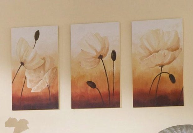 Home affaire Wandbild »Weißer Mohn auf orange«, Blumen günstig online kaufen