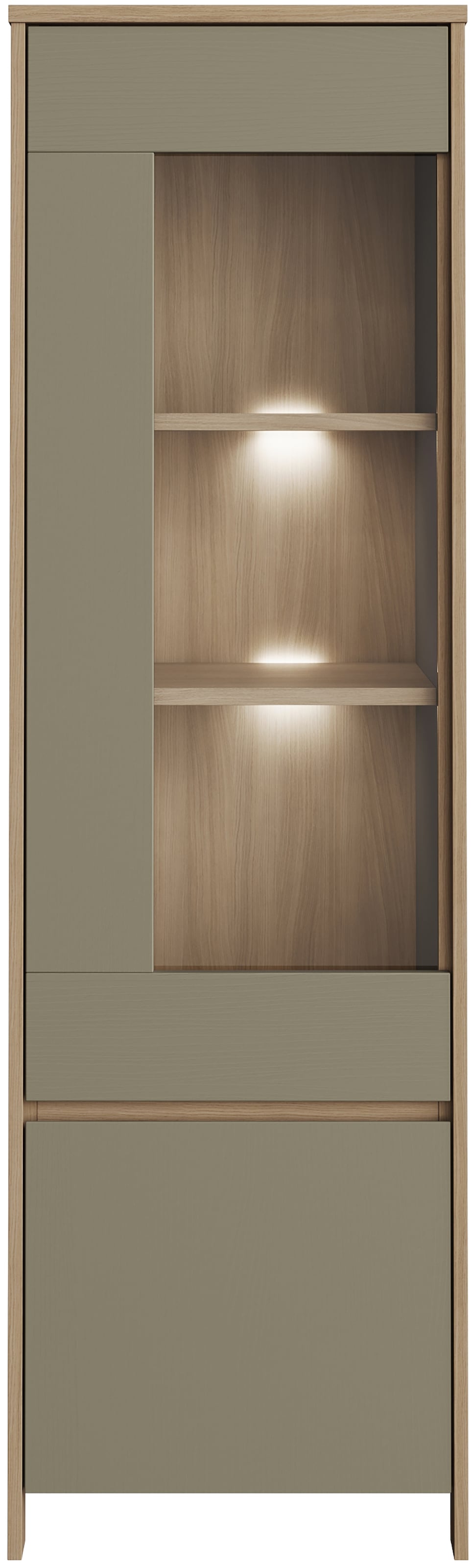 Home affaire Vitrine »Stranda, Hochschrank im Scandi-Style, moderne Glasvitrine«, Rahmenoptik, ausreichend Stauraum, vielseitig einsetzbar, 58 cm breit