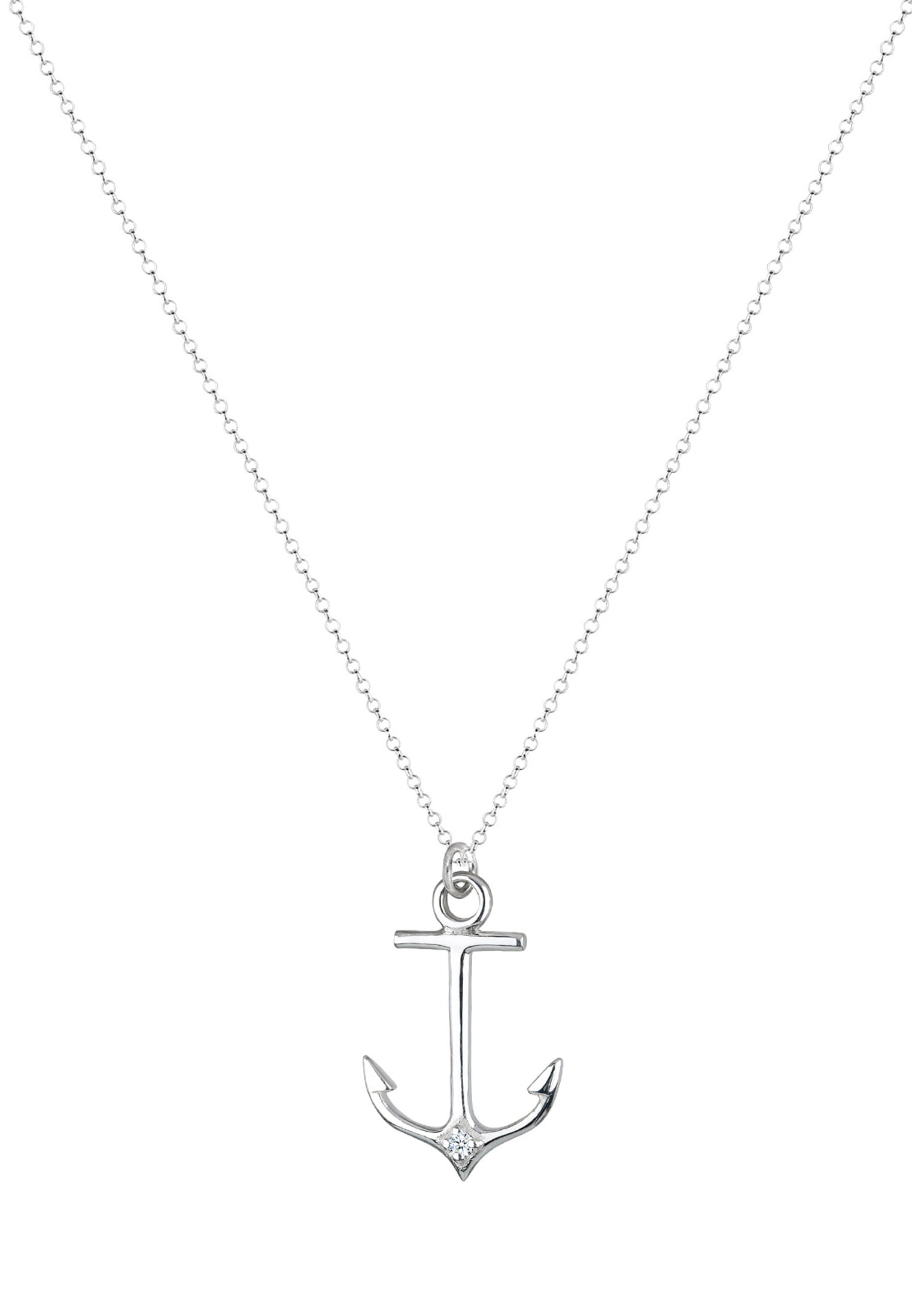 Elli DIAMONDS Collierkettchen »Anker Diamant Weiß (0.03ct) 925 Sterling Silber«