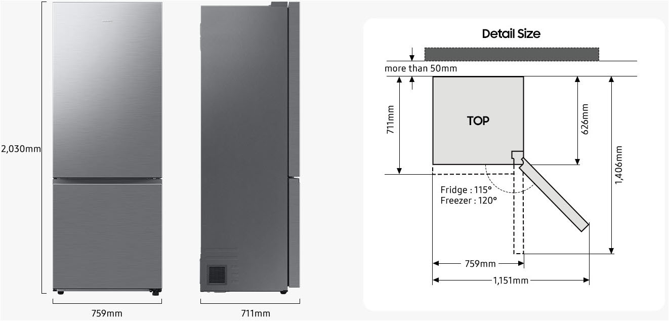 Samsung Kühl-/Gefrierkombination »RB53DG706AS9«, extra weit 75cm, NoFrost