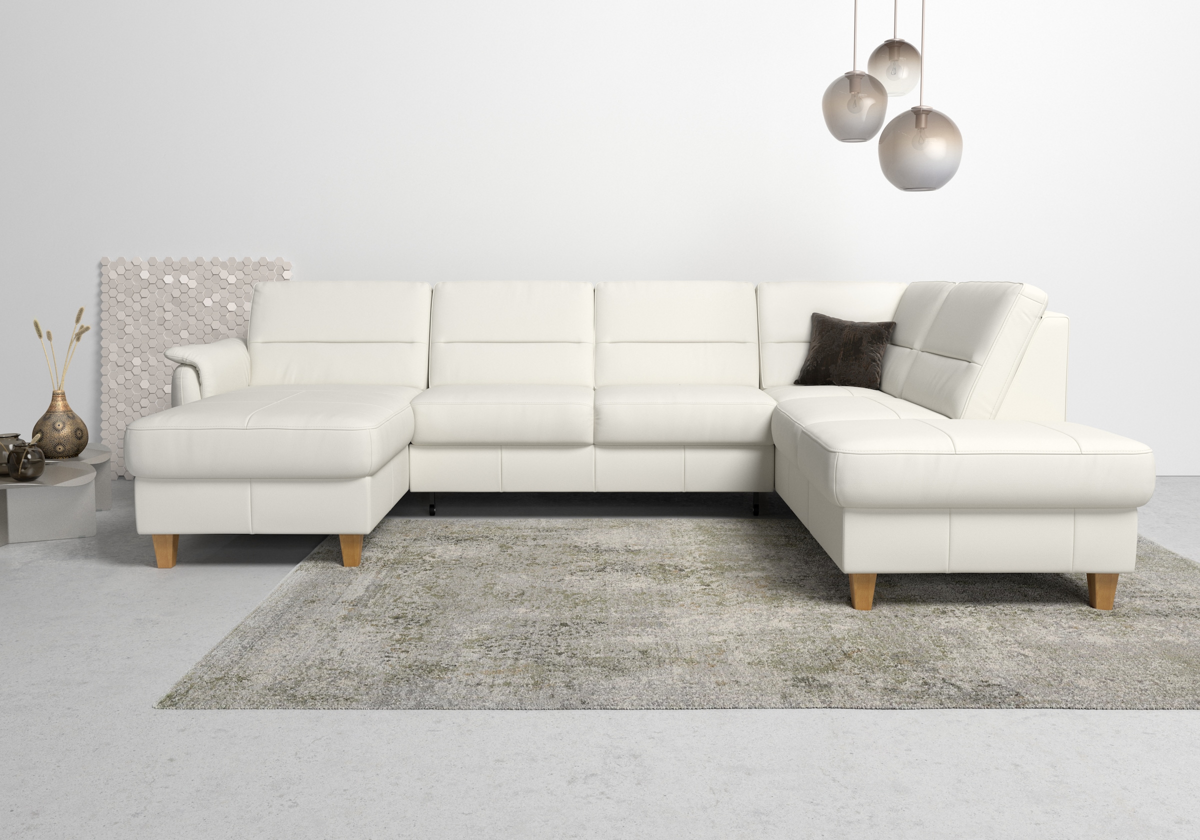 Home affaire Wohnlandschaft »Palmera U-Form«, Federkern, wahlweise mit Bettfunktion und mit/ohne Stauraum
