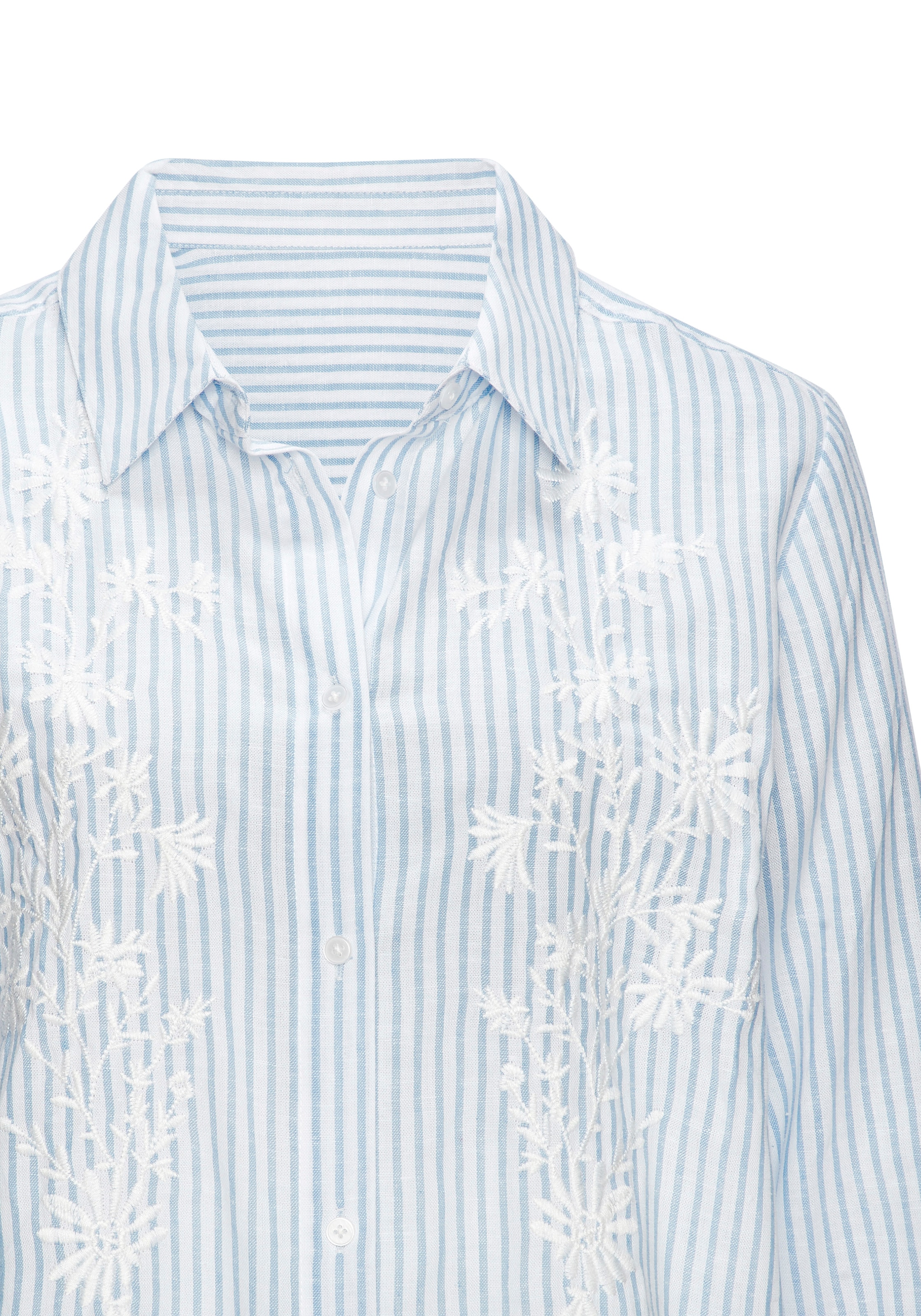LASCANA Langarmbluse mit floraler Stickerei, elegante Sommerbluse