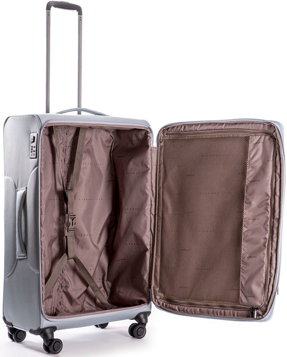 Stratic Weichgepäck-Trolley »Mix L, steel«, 4 Rollen, Reisekoffer großer Koffer Aufgabegepäck TSA-Zahlenschloss