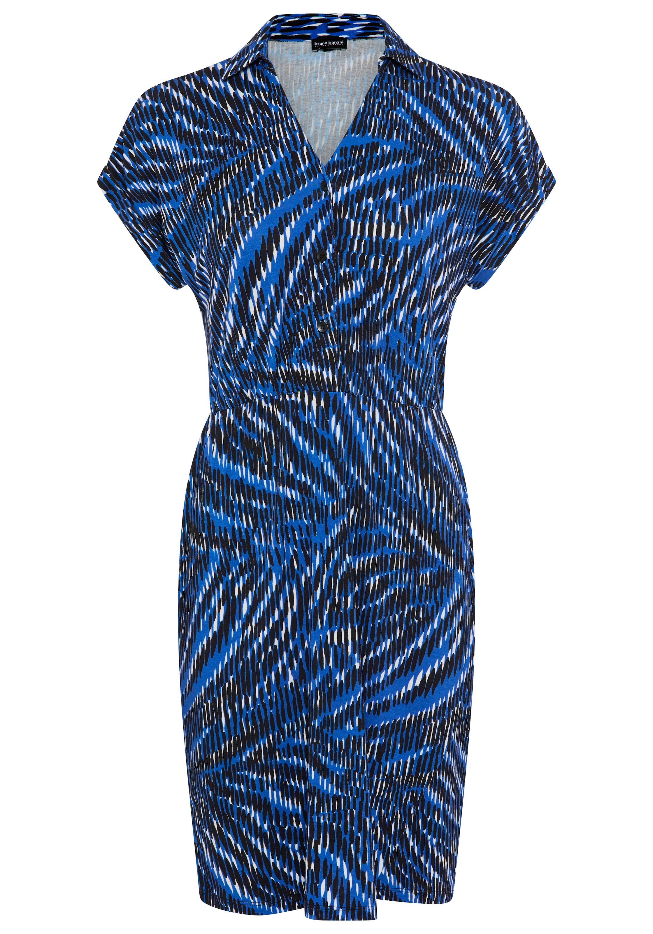 Bruno Banani Sommerkleid aus elastischem Jersey, für den Alltag, gemustert, Mini-Länge