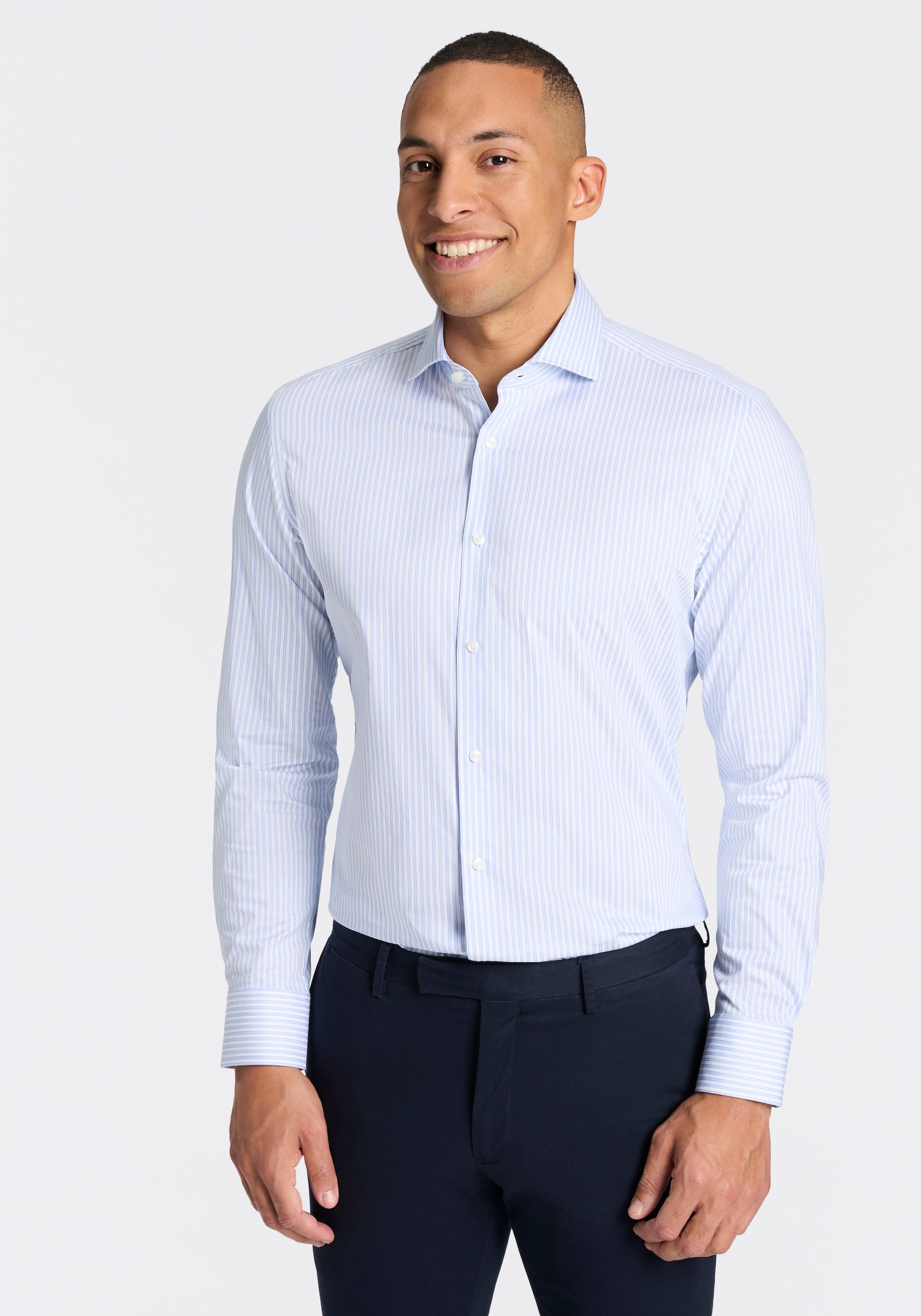 BOSS Businesshemd »HANK« Kentkragen, Regular Fit, gestreift, Baumwollmischung