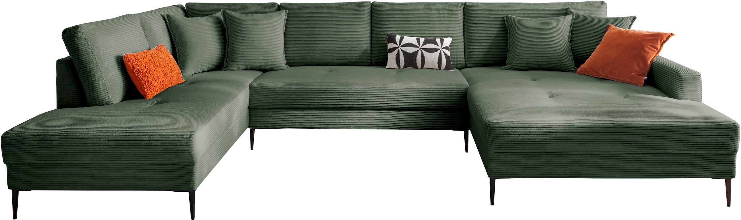 Trends by HG Wohnlandschaft »Summer U-Form«, in Cord-Stoff mit Metallfuß