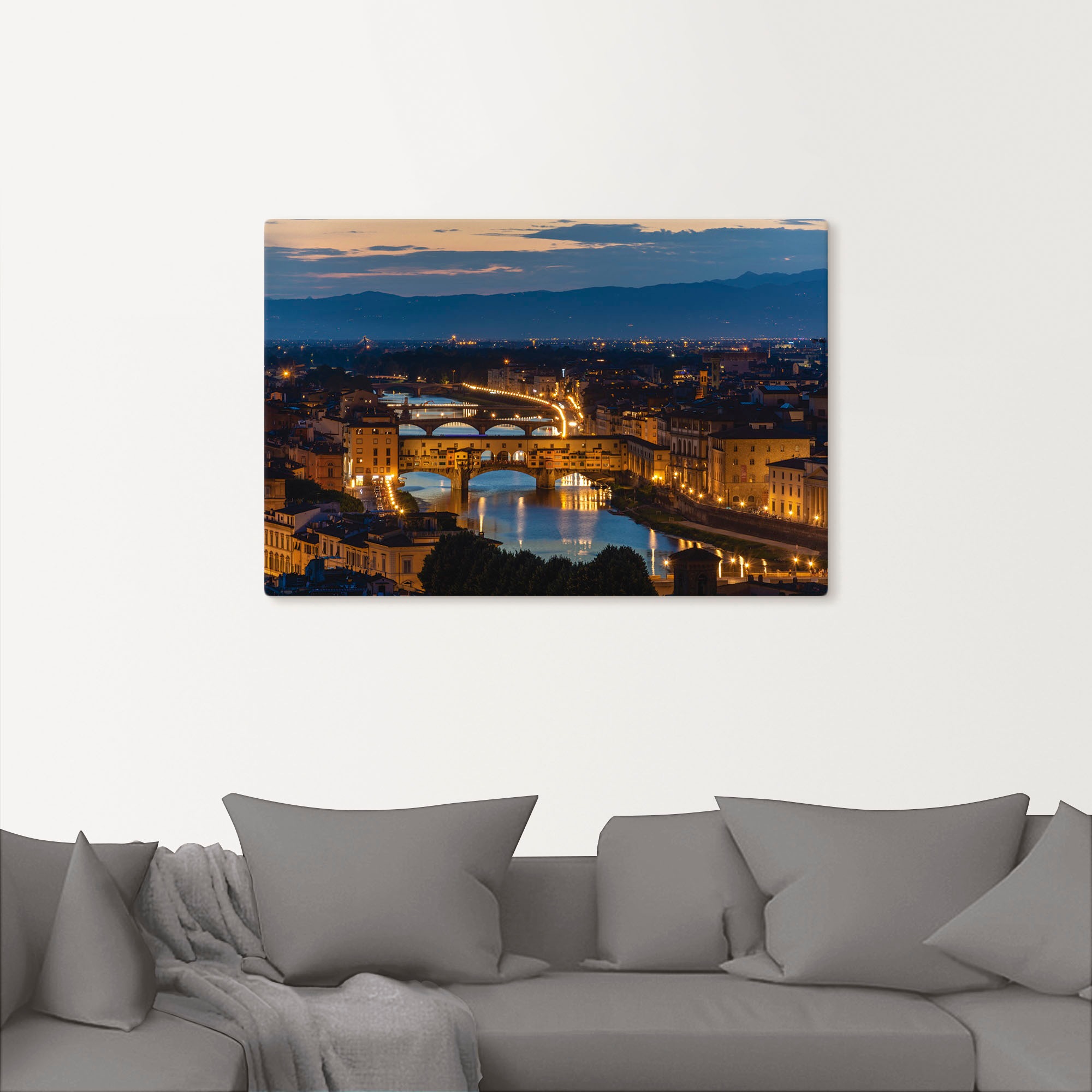 Artland Wandbild »Brücke Ponte Vecchio über dem Arno in Florenz«, Florenz, (1 St.), als Alubild, Leinwandbild, Wandaufkleber oder Poster in versch. Größen