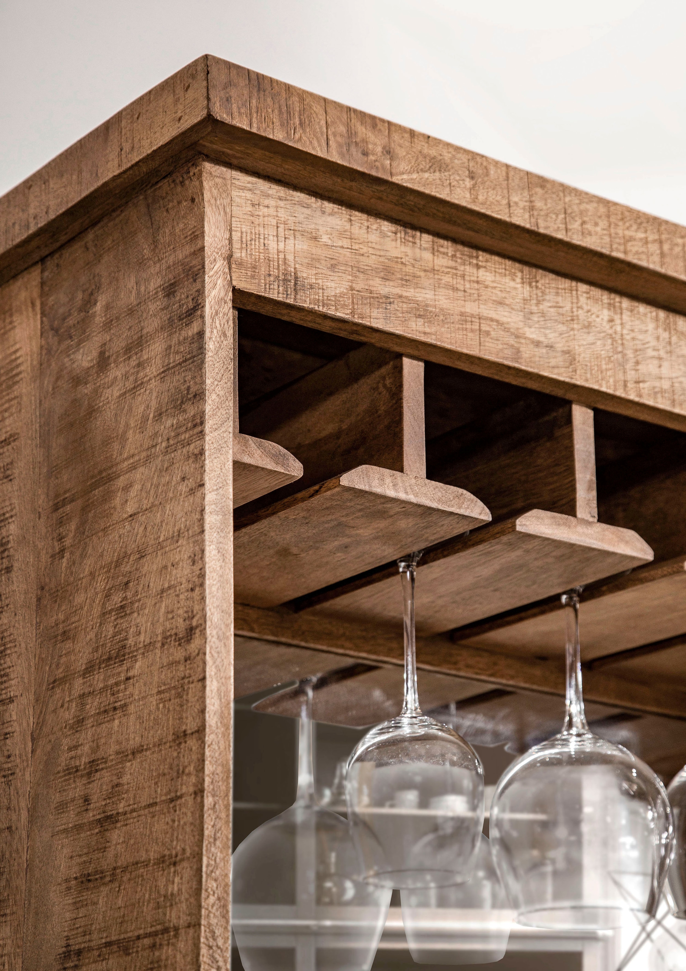 Gutmann Factory Midischrank »Kamerun Bar Kommode mit Buffet-Aufsatz«, mit Spiegel und Glashalter