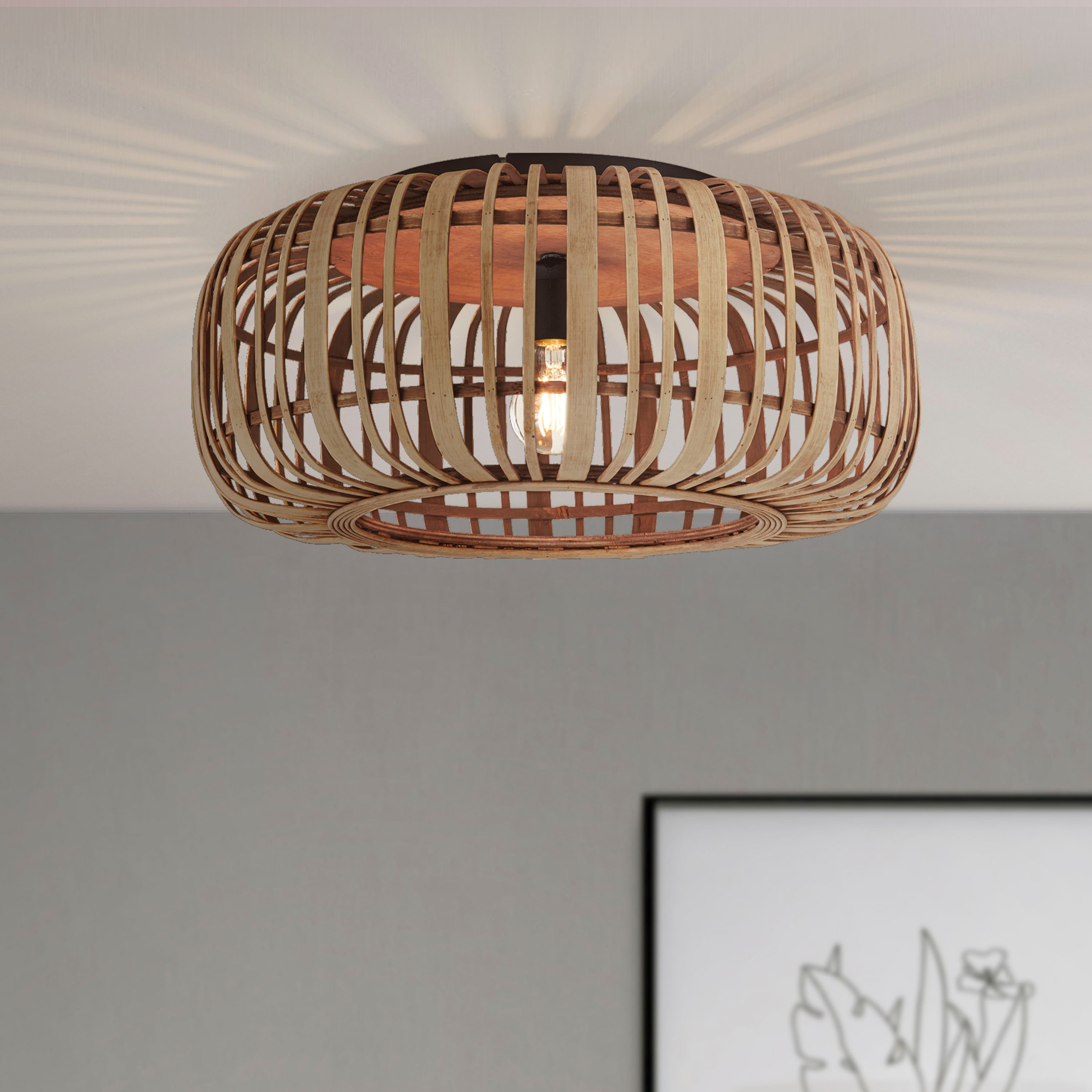 Brilliant Deckenleuchte »Woodrow«, 1 flammig, Leuchtmittel E27 | ohne Leuchtmittel, Bambus - Nature Style - dimmbar - Ø 50cm - E27 Fassung