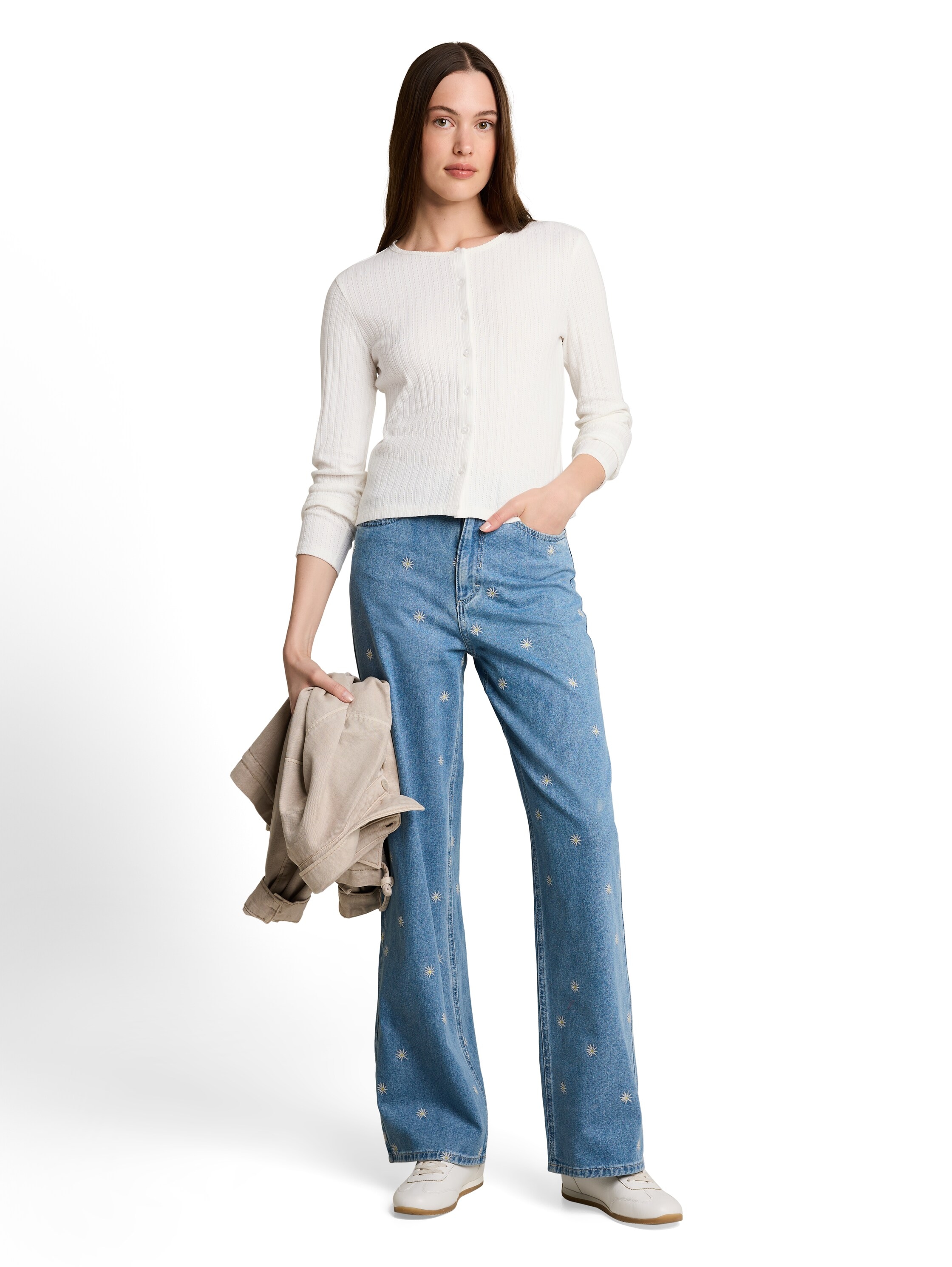 TOM TAILOR Denim Cardigan mit feiner Struktur und Knopfleiste