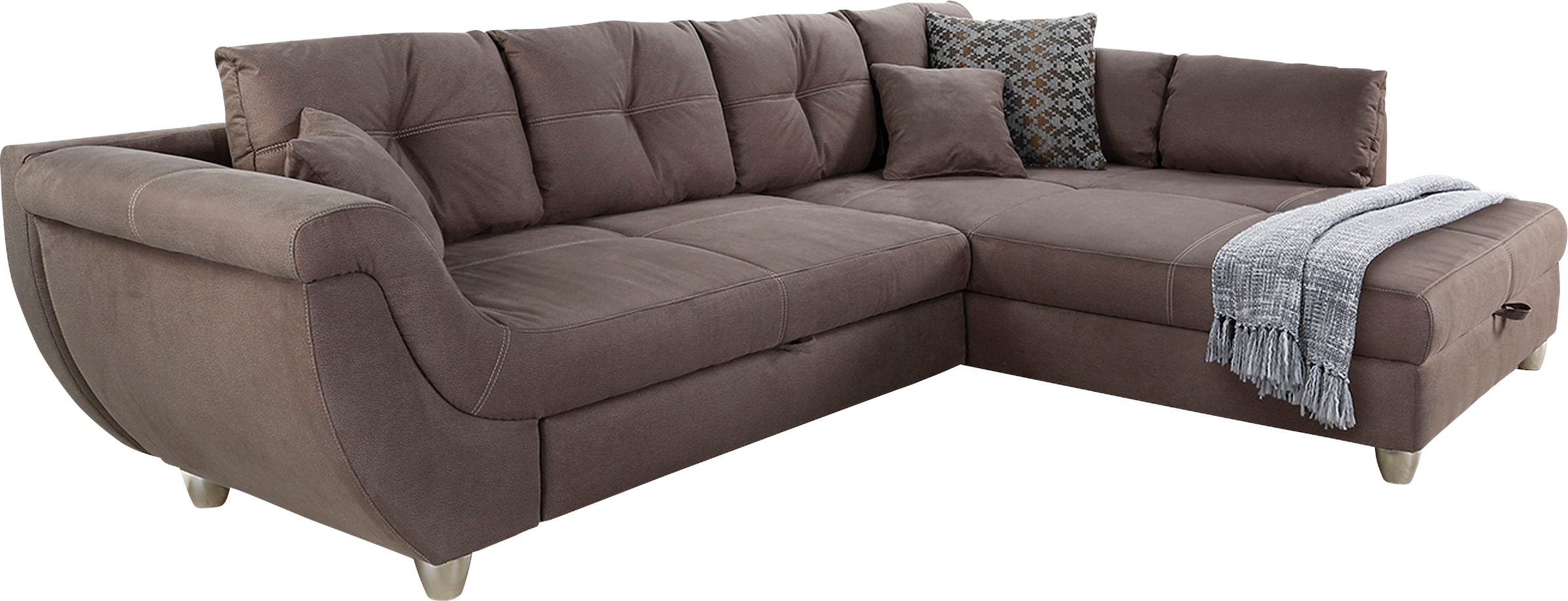 Jockenhöfer Gruppe Ecksofa »Maranello L-Form«, mit großem Stauraum, Gästebett- und Relaxfunktion, Nosagfederung