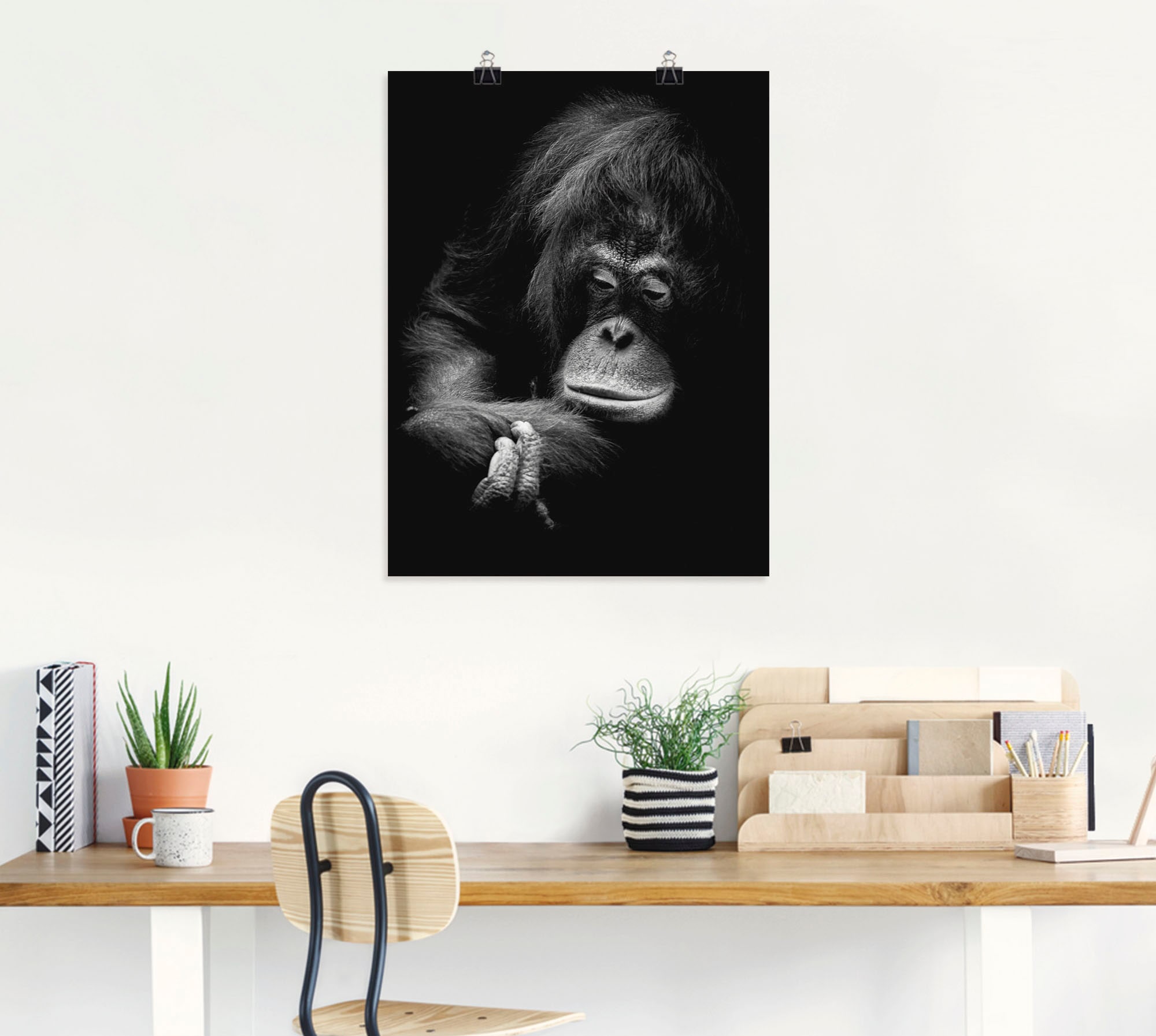 Artland Poster »Der nachdenkliche Orang Utan«, Affenbilder, (1 St.), als Alubild, Leinwandbild, Wandaufkleber oder Poster in versch. Größen