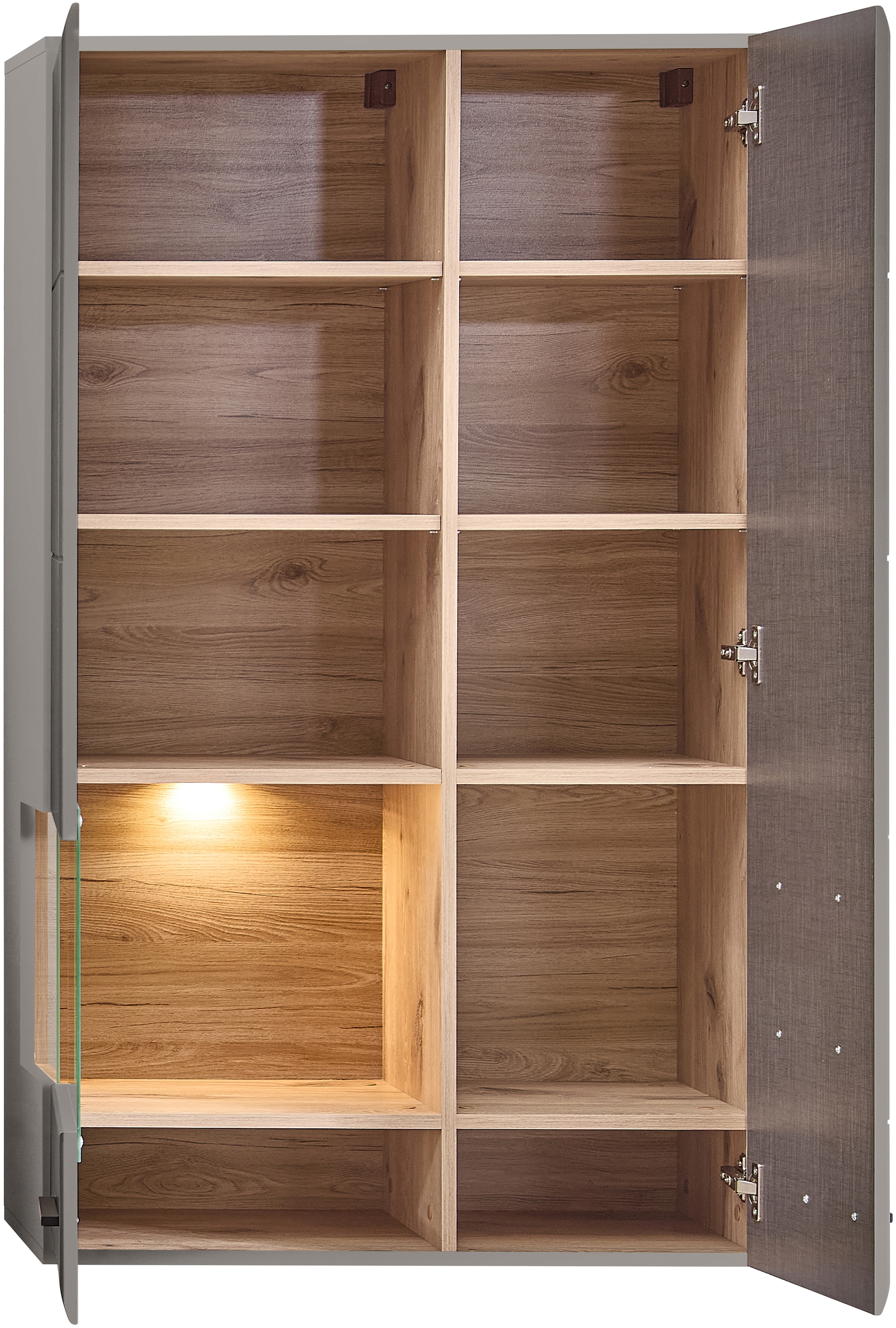 Innostyle Hängevitrine »FUN PLUS II«, 1 Glastür, 1 Holztür, 10 Fächer, Softclose, ABS Kantenschutz