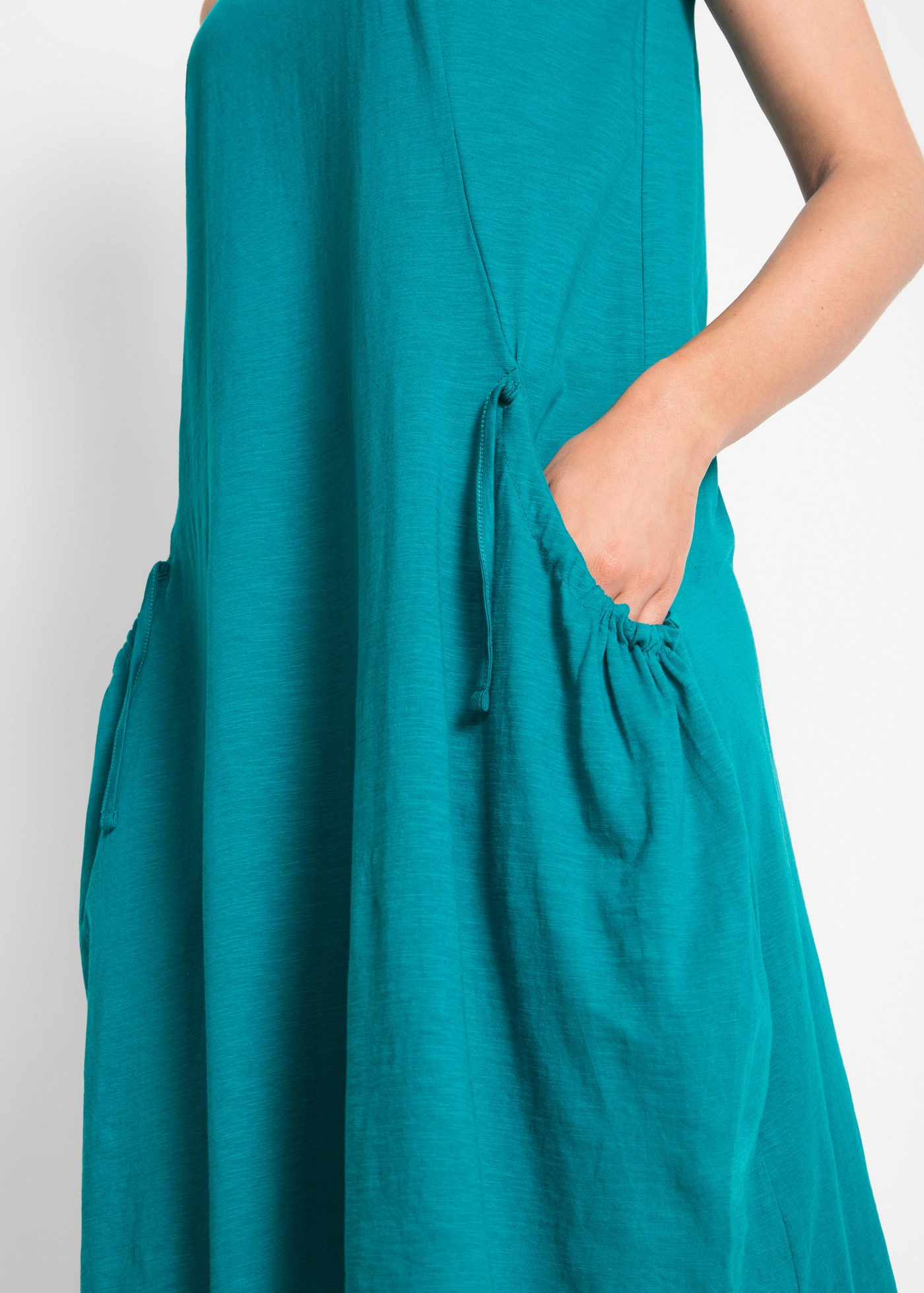 bonprix Jerseykleid »Baumwoll-Jerseykleid mit Taschen« für den Alltag, ärmellos, aus Baumwolle, in A-Linie, mit Taschen